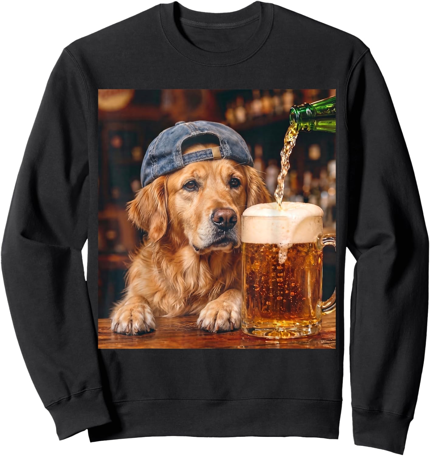Golden Retriever Drinking Beer Funny Dog Meme Sweatshirt - Sweatshirt | Black