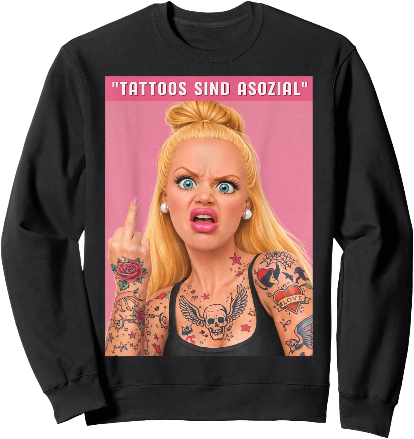 Disgusted FACE Meme DOLL Babe X Only Cute Baby Love Fans Sweatshirt - Sweatshirt | Black