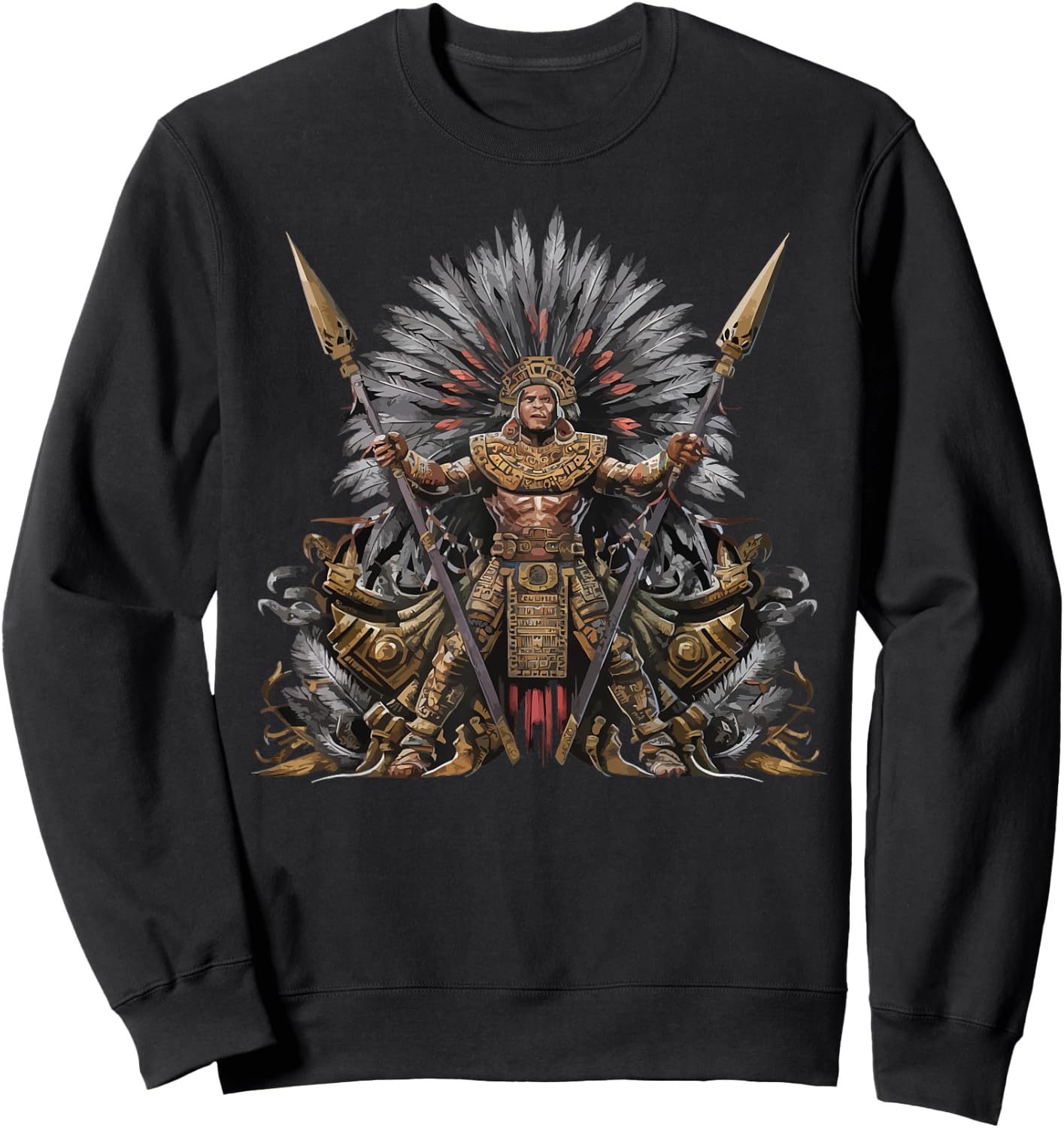 Aztec Warrior Mayan Indigenous Mexican Aztec Jaguar Sweatshirt - Sweatshirt | Black