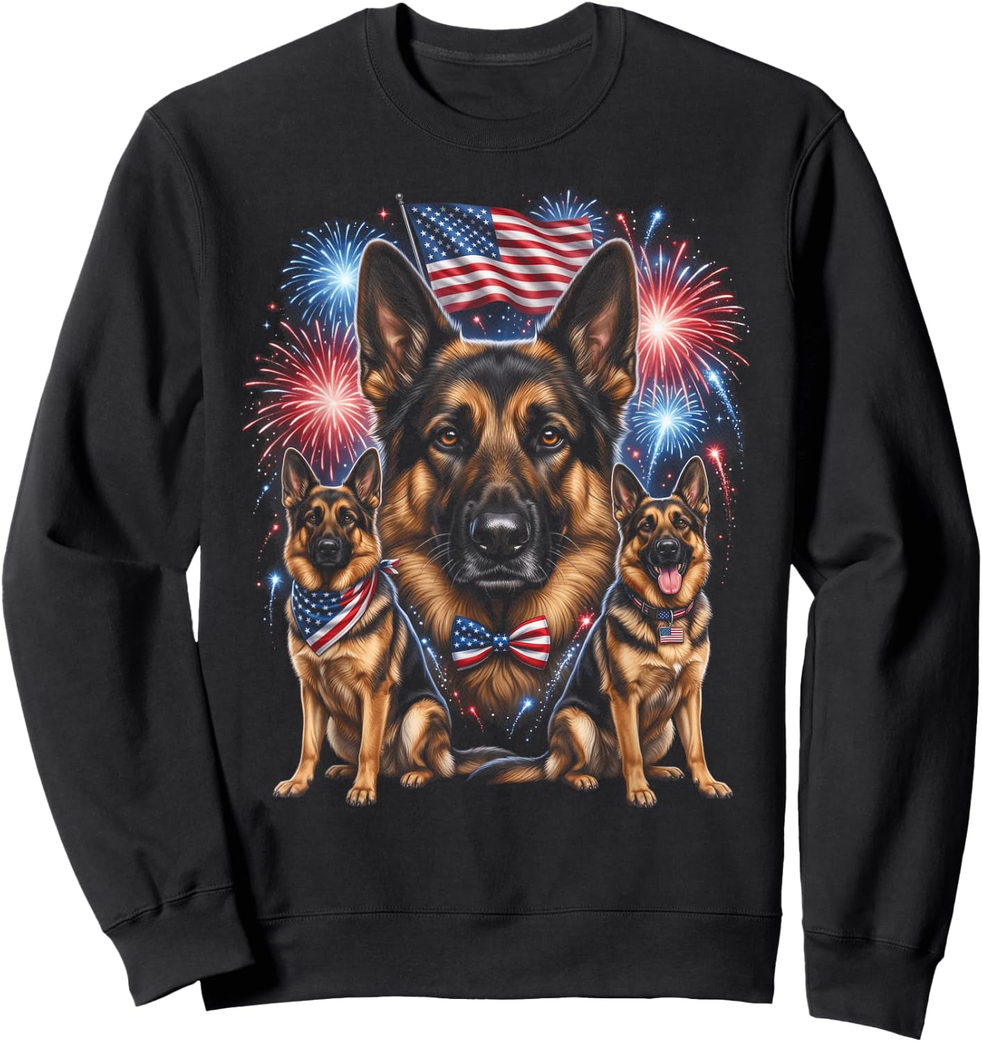 Patriotic German Shepherd 4th of July Sweatshirt - Sweatshirt | Black