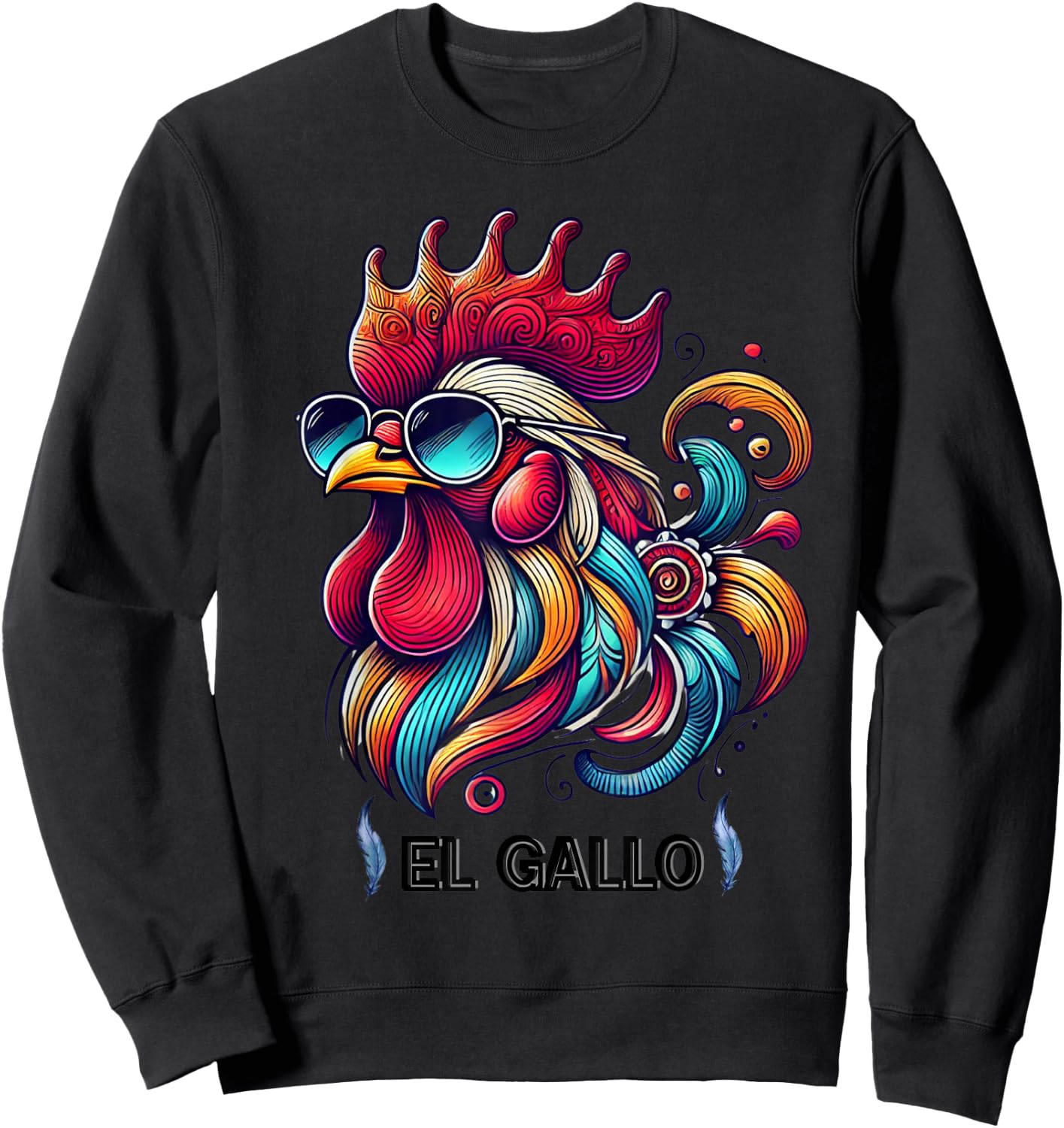 Mexican El Gallo Bingo Card Game traditional Rooster Sweatshirt - Sweatshirt | Black