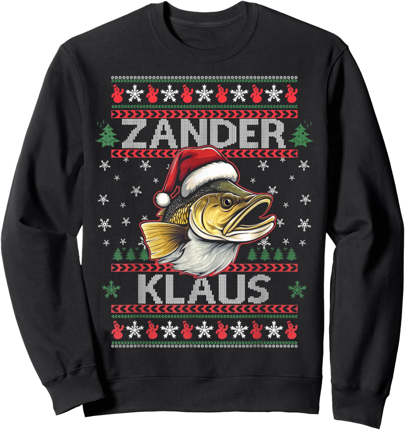 Zander Klaus I Funny Zander Fisherman Fishing Predator , black Sweatshirt - Sweatshirt | Black
