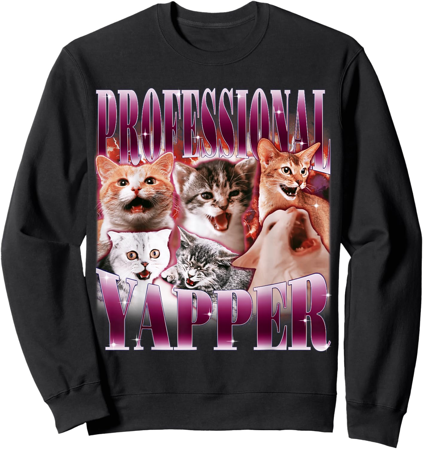 Professional Yapper Cat Funny Weird Specific Meme , black Sweatshirt - Sweatshirt | Black