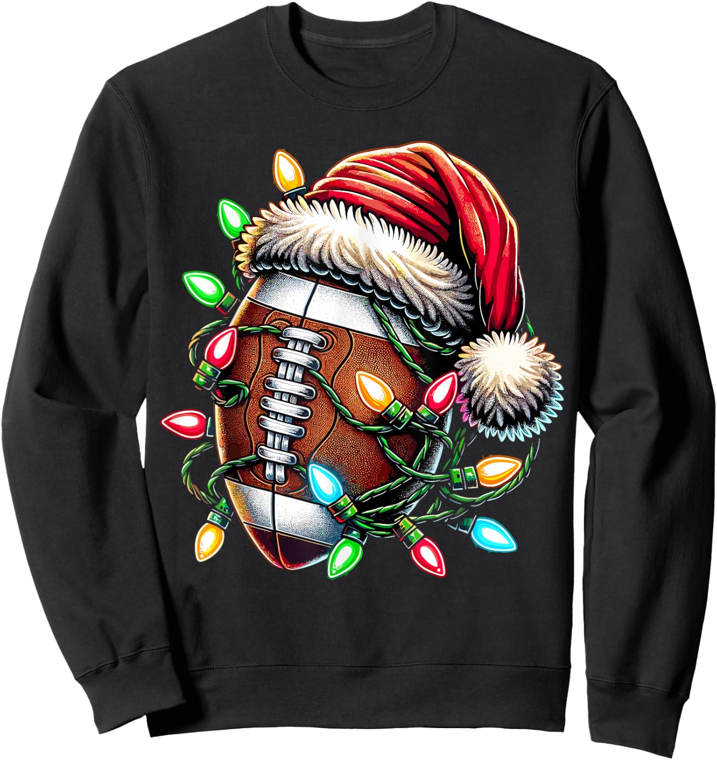 Christmas Football Player Santa Sweatshirt - Sweatshirt | Black