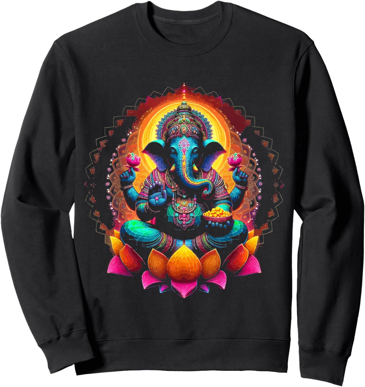 Ganesh Symbol Yoga Hindu Elephant God Ganesha Puja , black Sweatshirt - Sweatshirt | Black
