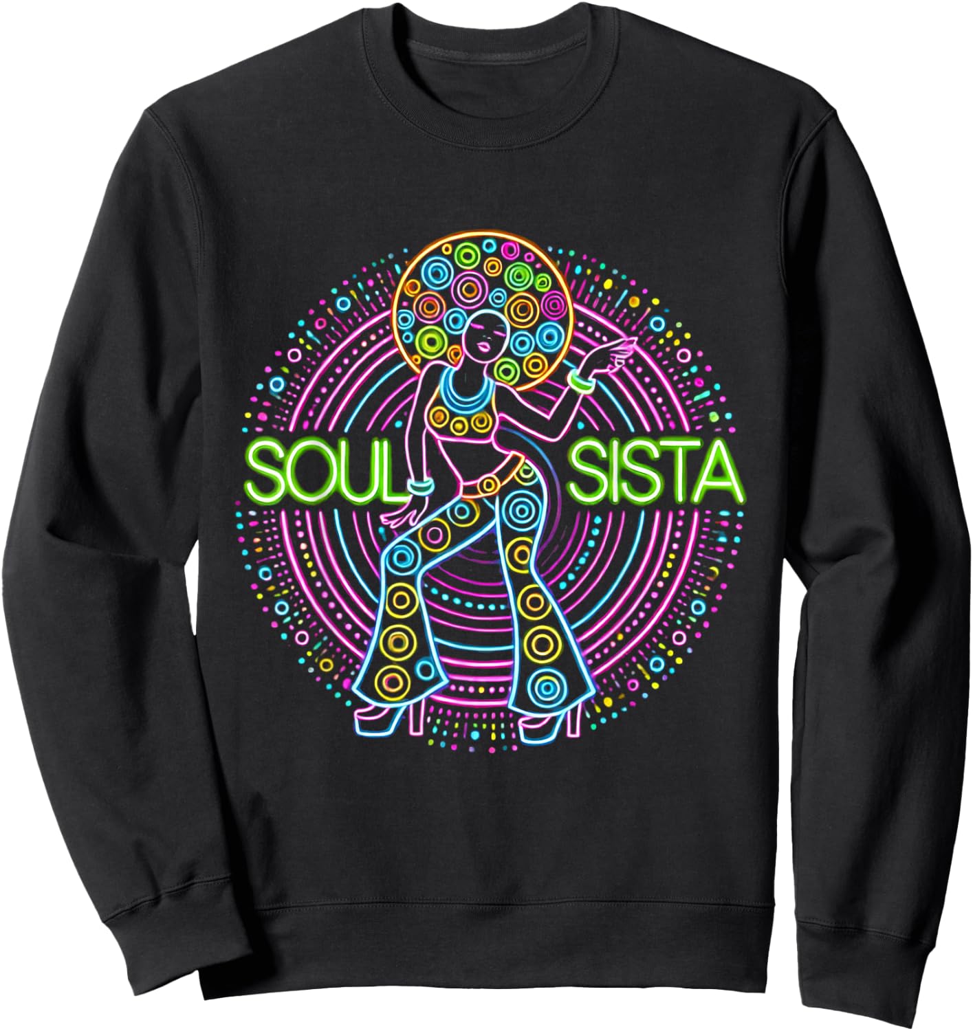 Soul Sista Afro 70s Soul Music Retro Disco Black Funk Lovers Sweatshirt - Sweatshirt | Black