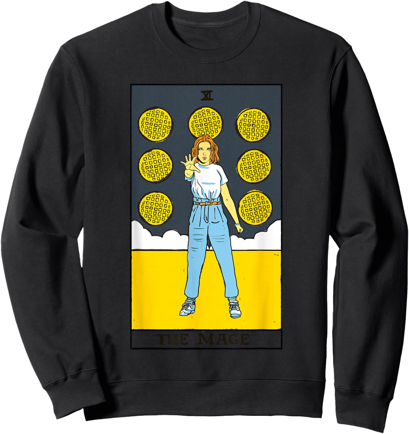 Stranger Things Eleven Vintage The Mage Celestial Tarot Card Sweatshirt - Sweatshirt | Black