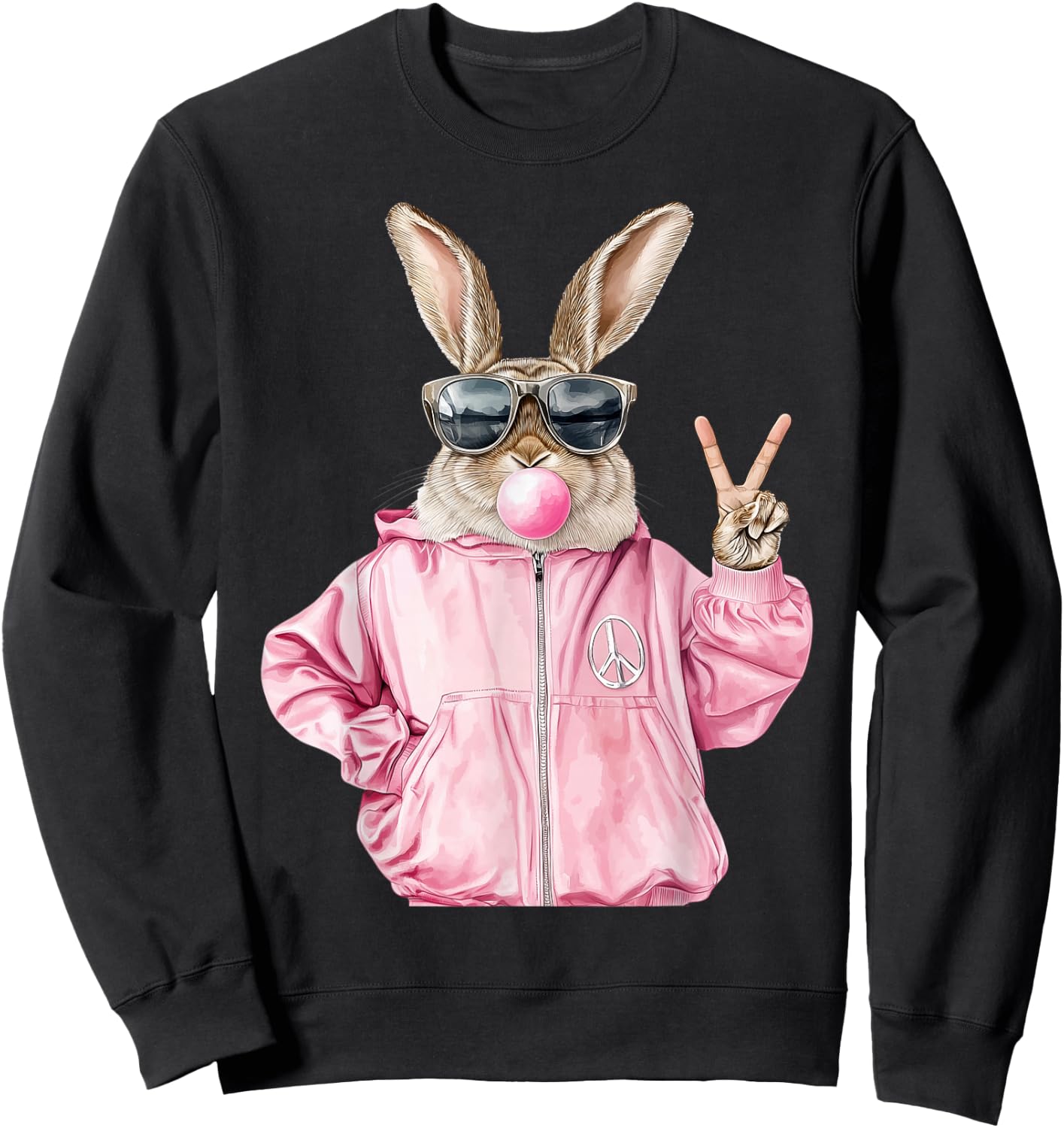 Cool Funny Easter Bunny Women Graphic for Girls Sweatshirt - Sweatshirt | Black
