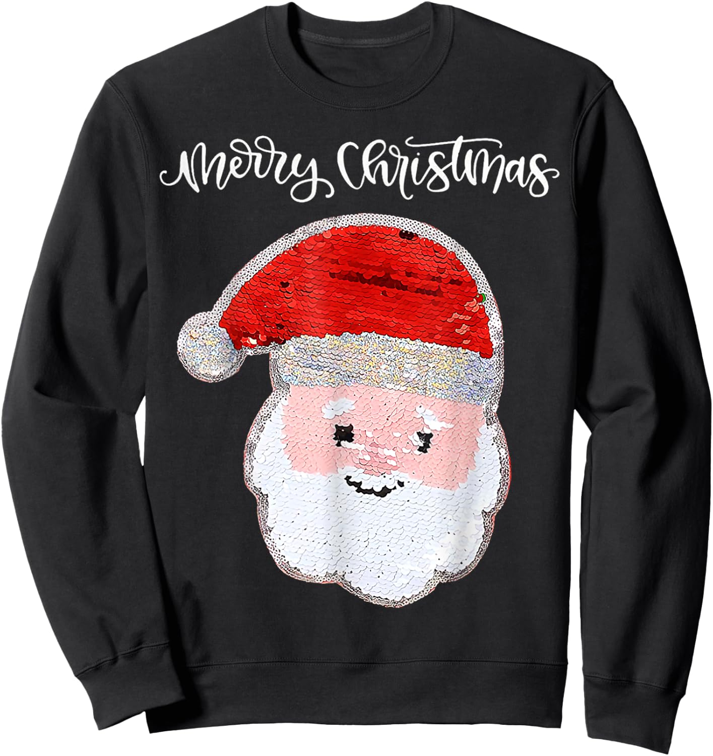 Christmas for Girls and Boys Flip Sequin Santa Ugly Xmas Sweatshirt - Sweatshirt | Black