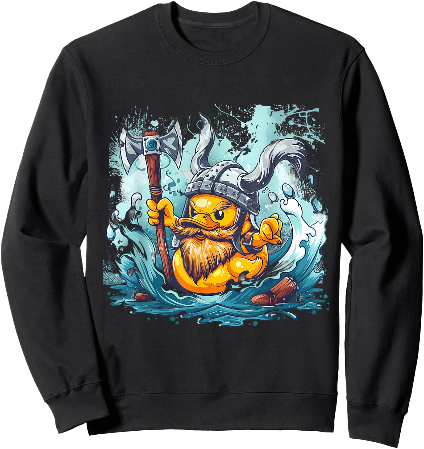 Rubber Duck Rubber Duckling Viking Helmet Viking Duck Sweatshirt - Sweatshirt | Black
