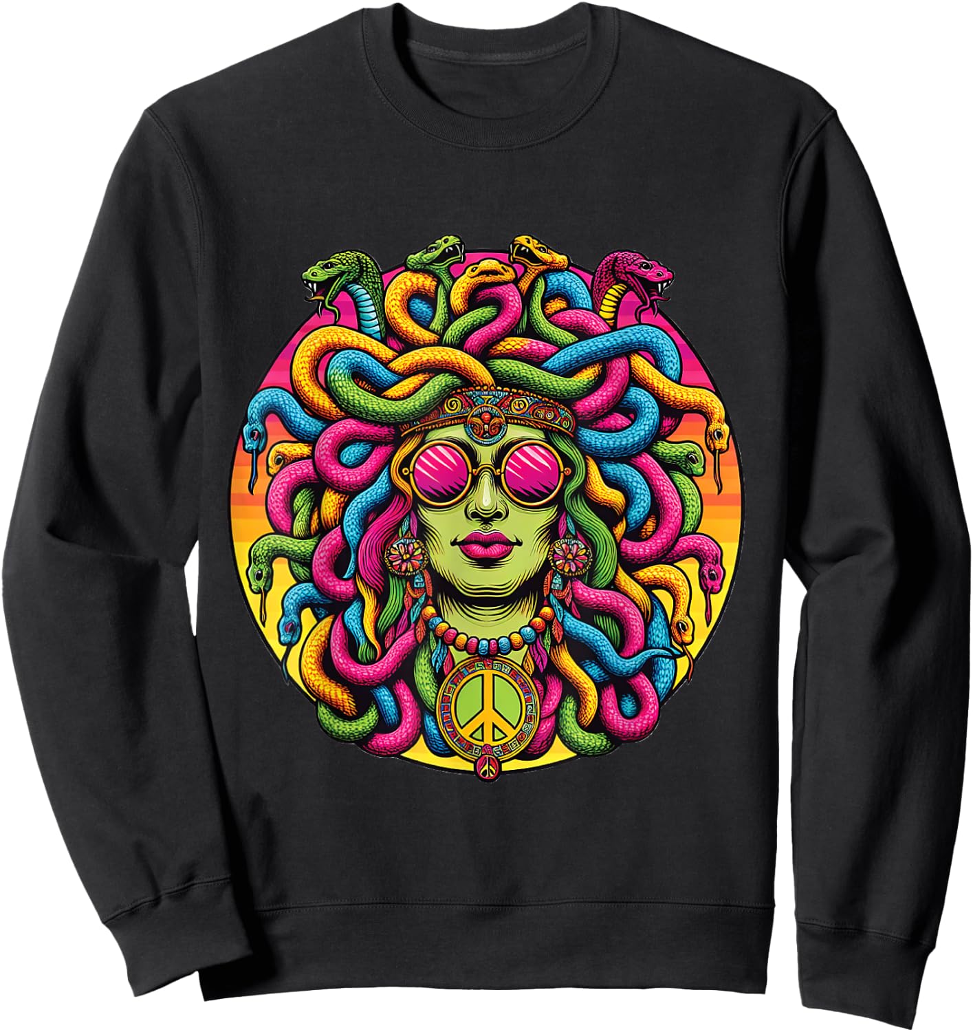 Medusa Hippie Costume Ancient Greek Psychedelic Snakes Sweatshirt - Sweatshirt | Black