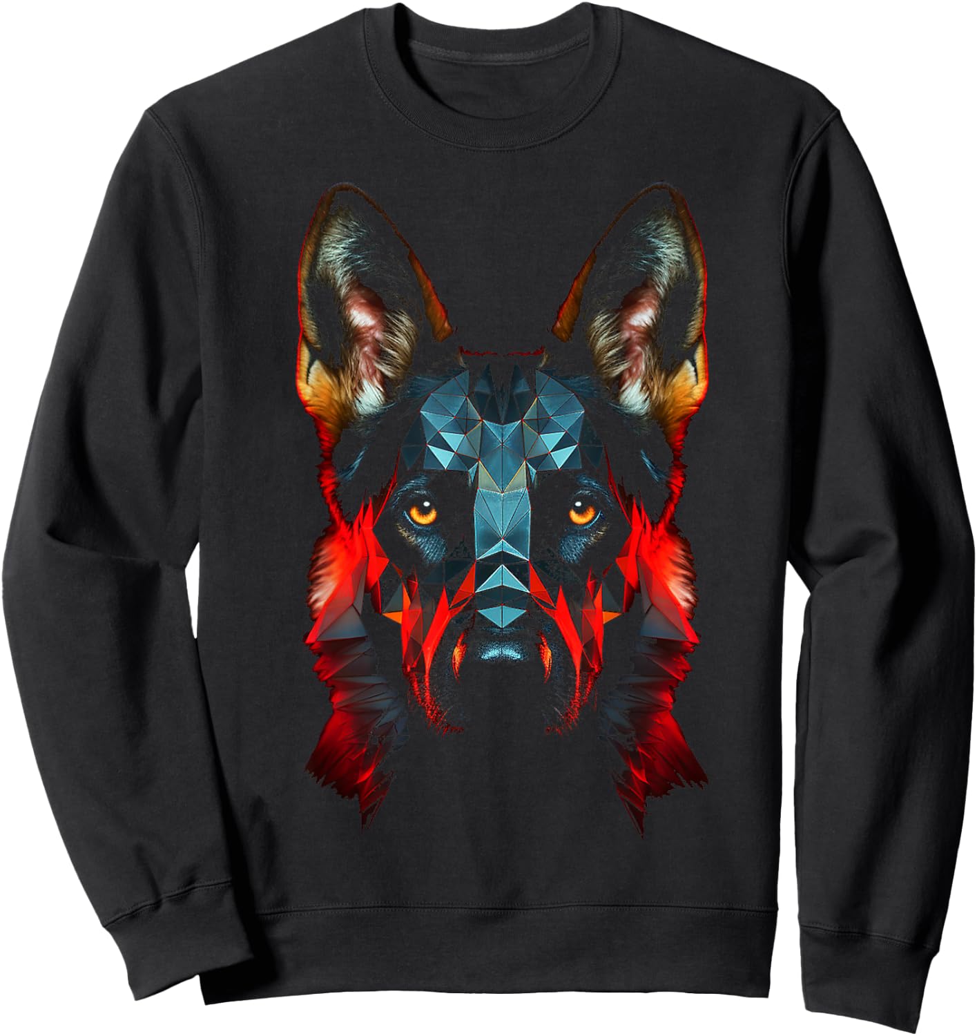 German Shepherd Dog Polygon Face Pet Art German Shepherd Sweatshirt - Sweatshirt | Black