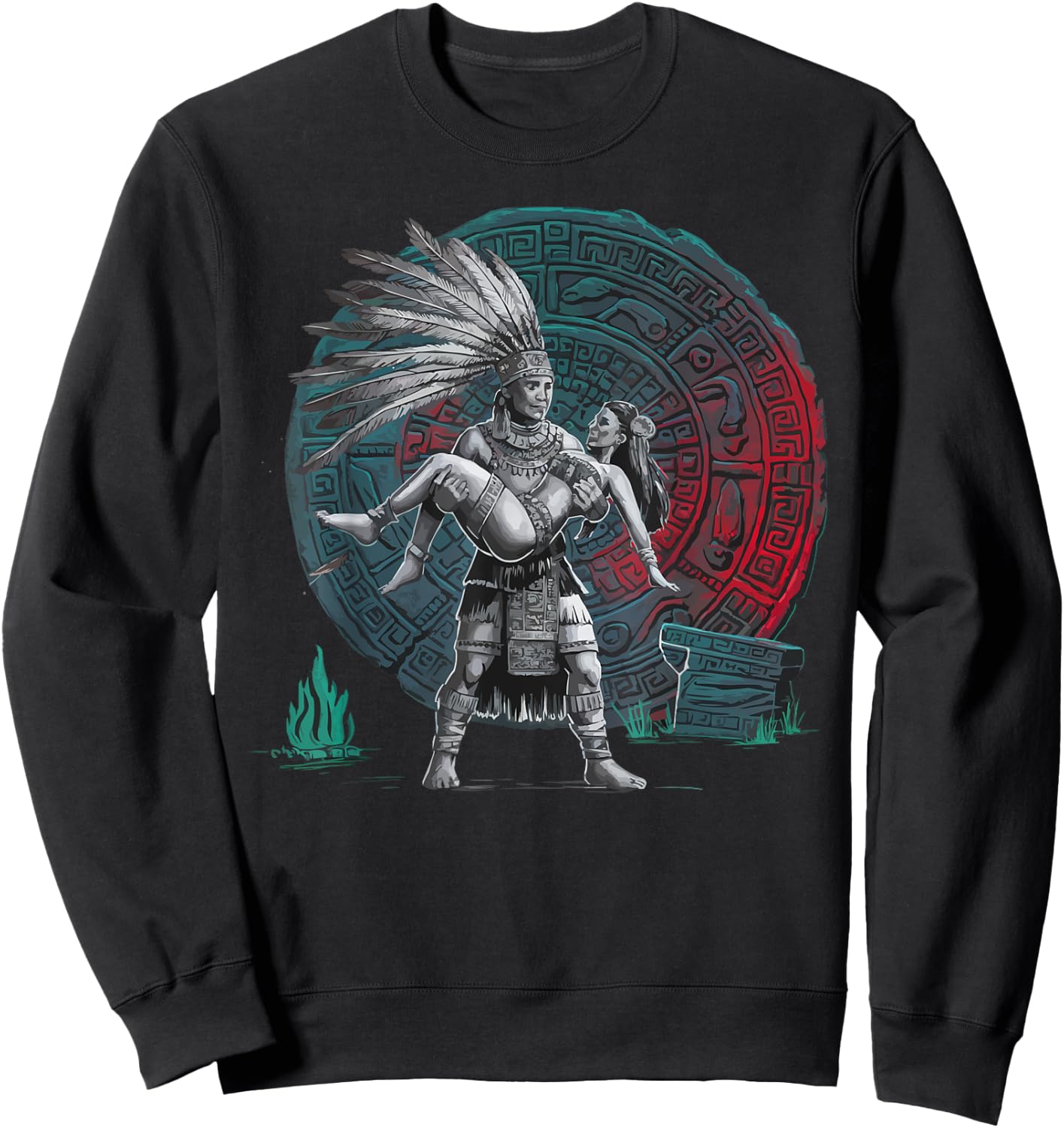 Aztec Warrior Mayan Indigenous Mexican Aztec Jaguar Sweatshirt - Sweatshirt | Black