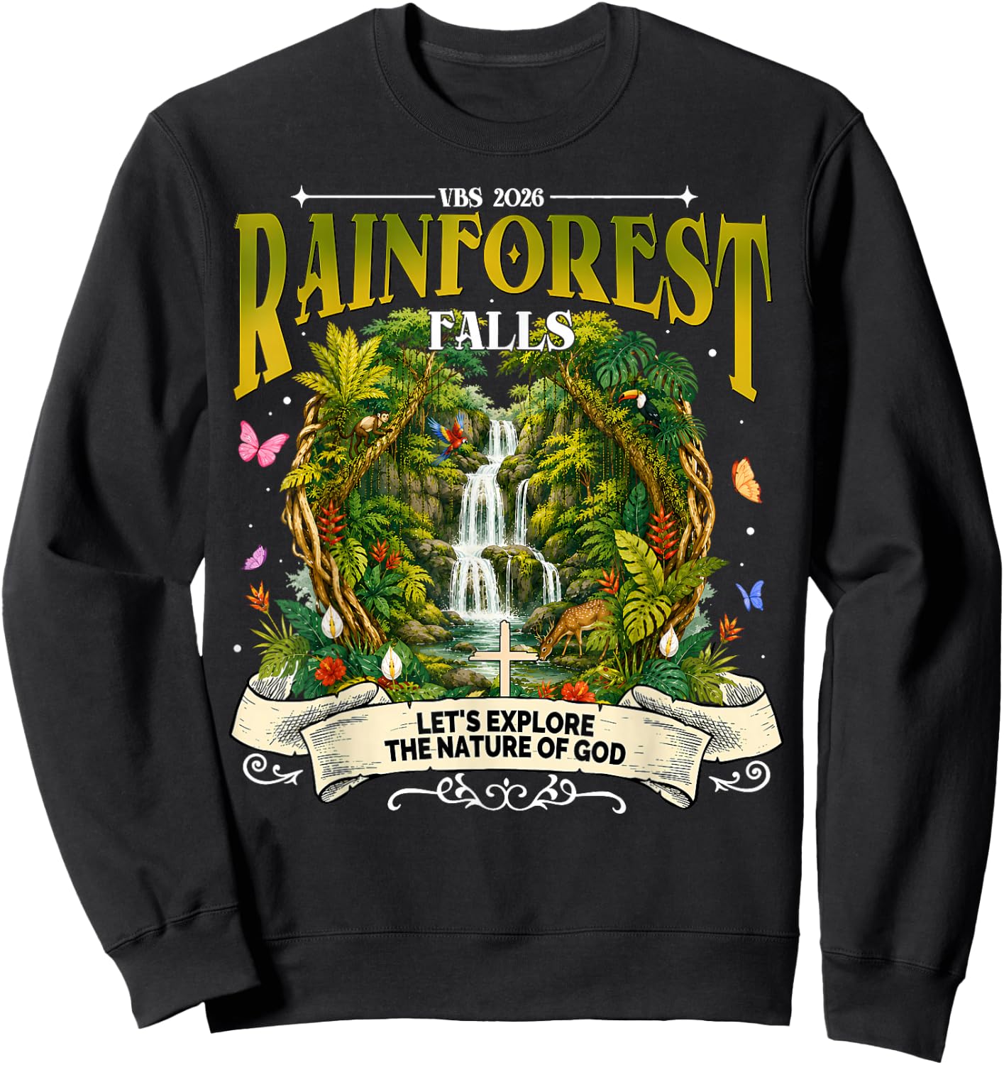 Rainforest Falls VBS 2026 Explore Nature of God Adventure Sweatshirt - Sweatshirt | Black