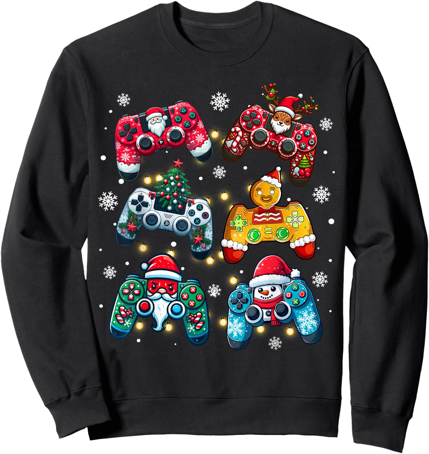 Boys Christmas Shirt Santa Elf Gaming Controllers Gamer Xmas Sweatshirt - Sweatshirt | Black