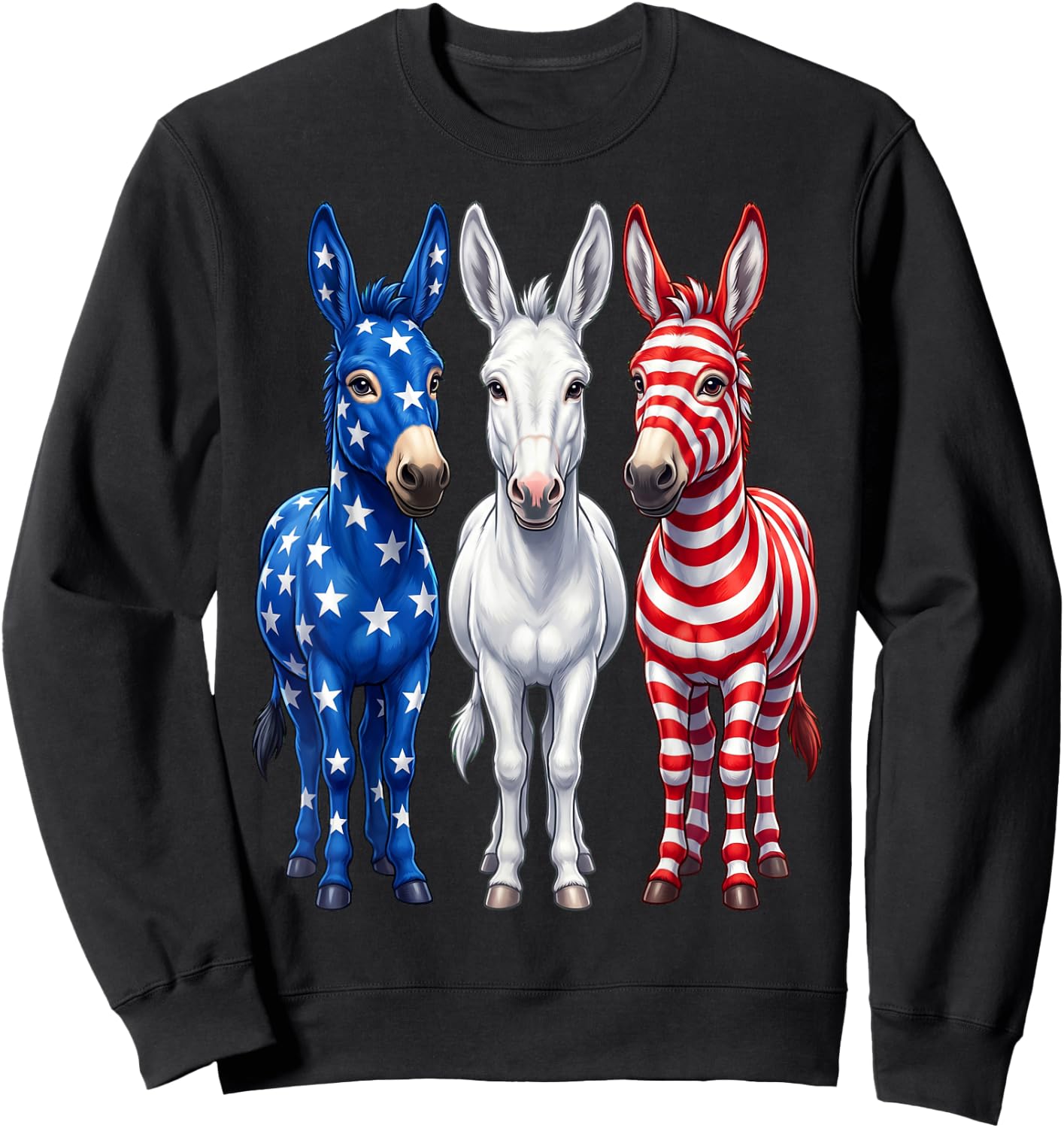 Funny Patriotic Donkeys USA Flag 4th of July Donkey Lover Sweatshirt - Sweatshirt | Black