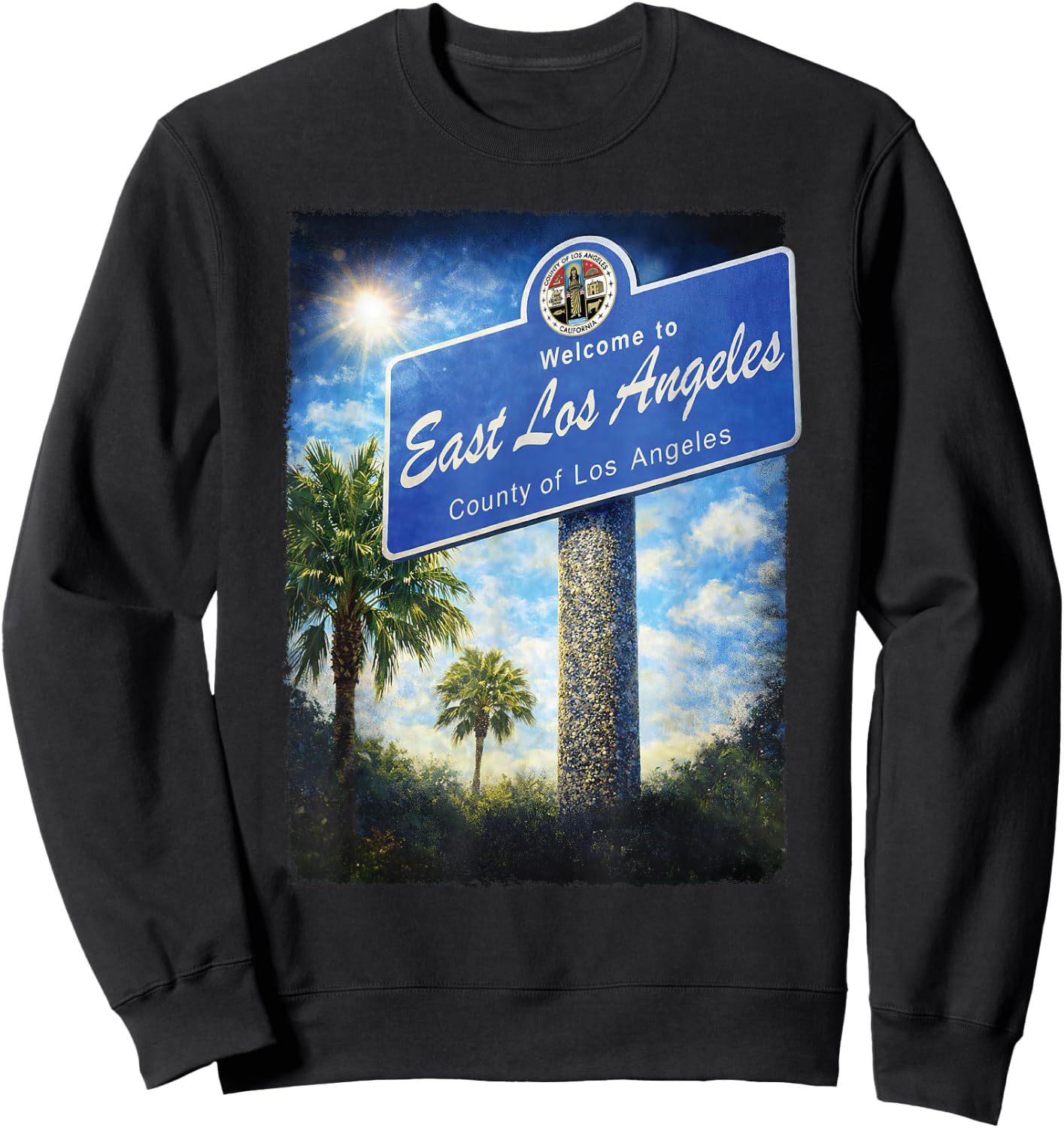 East Los Angeles California Boyle Heights 323 Street Sign Sweatshirt - Sweatshirt | Black