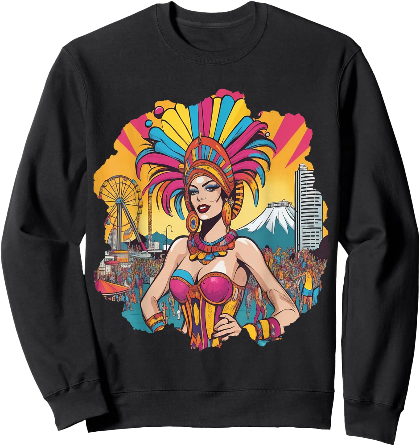 Brazil Carnival Costume Rio de Janeiro , Black, S Sweatshirt - Sweatshirt | Black