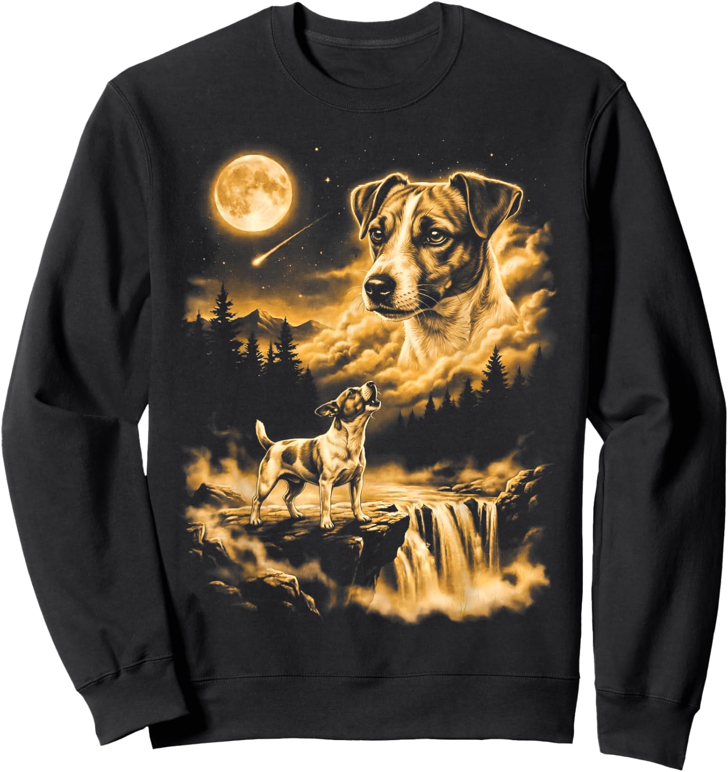 Jack Russell Terrier Howling to The Moon Sweatshirt - Sweatshirt | Black