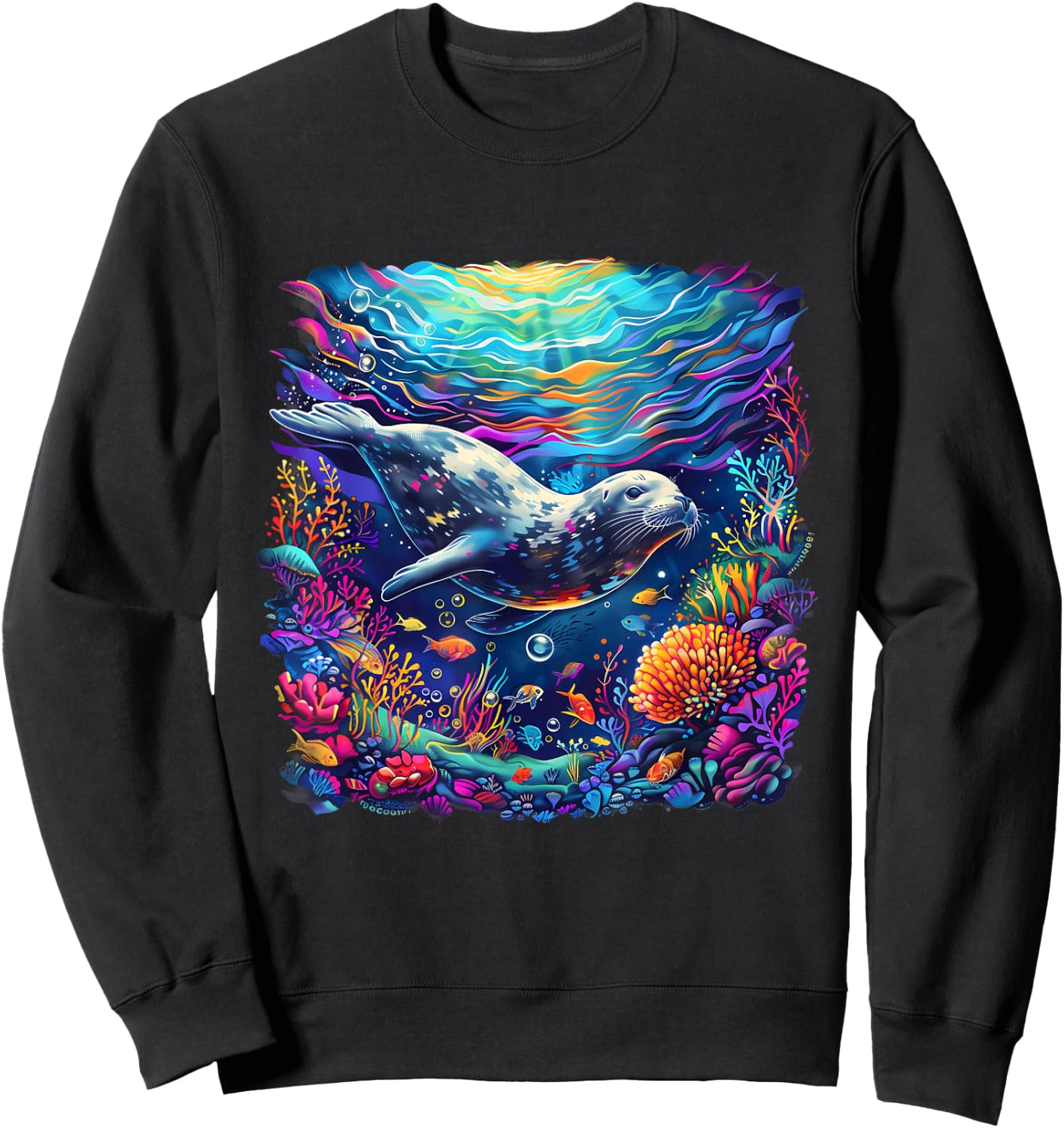Seal Artwork Marine Mammal Sea Ocean Animal Ocean Sea Seal Sweatshirt - Sweatshirt | Black