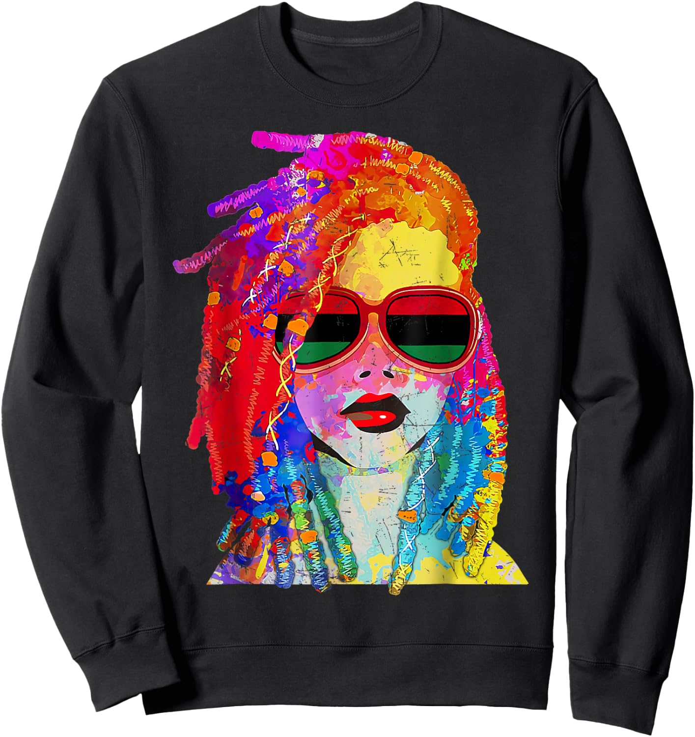 Loc'd Hair Art Black Queen Afro Woman Juneteenth Sweatshirt - Sweatshirt | Black