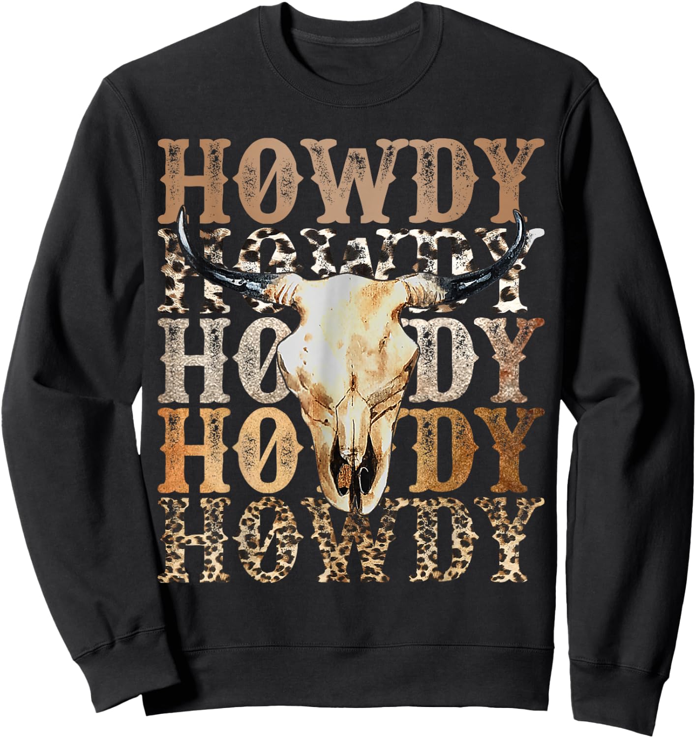 Retro Howdy Cowboy Cowgirl Western Rodeo Women Sweatshirt - Sweatshirt | Black