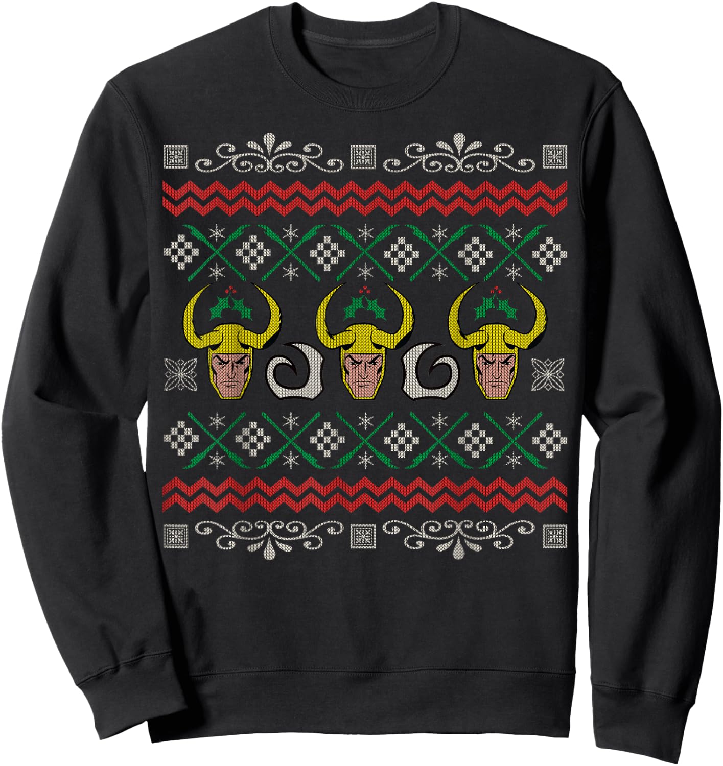 Marvel Loki Ugly Christmas Sweater Graphic Sweatshirt - Sweatshirt | Black