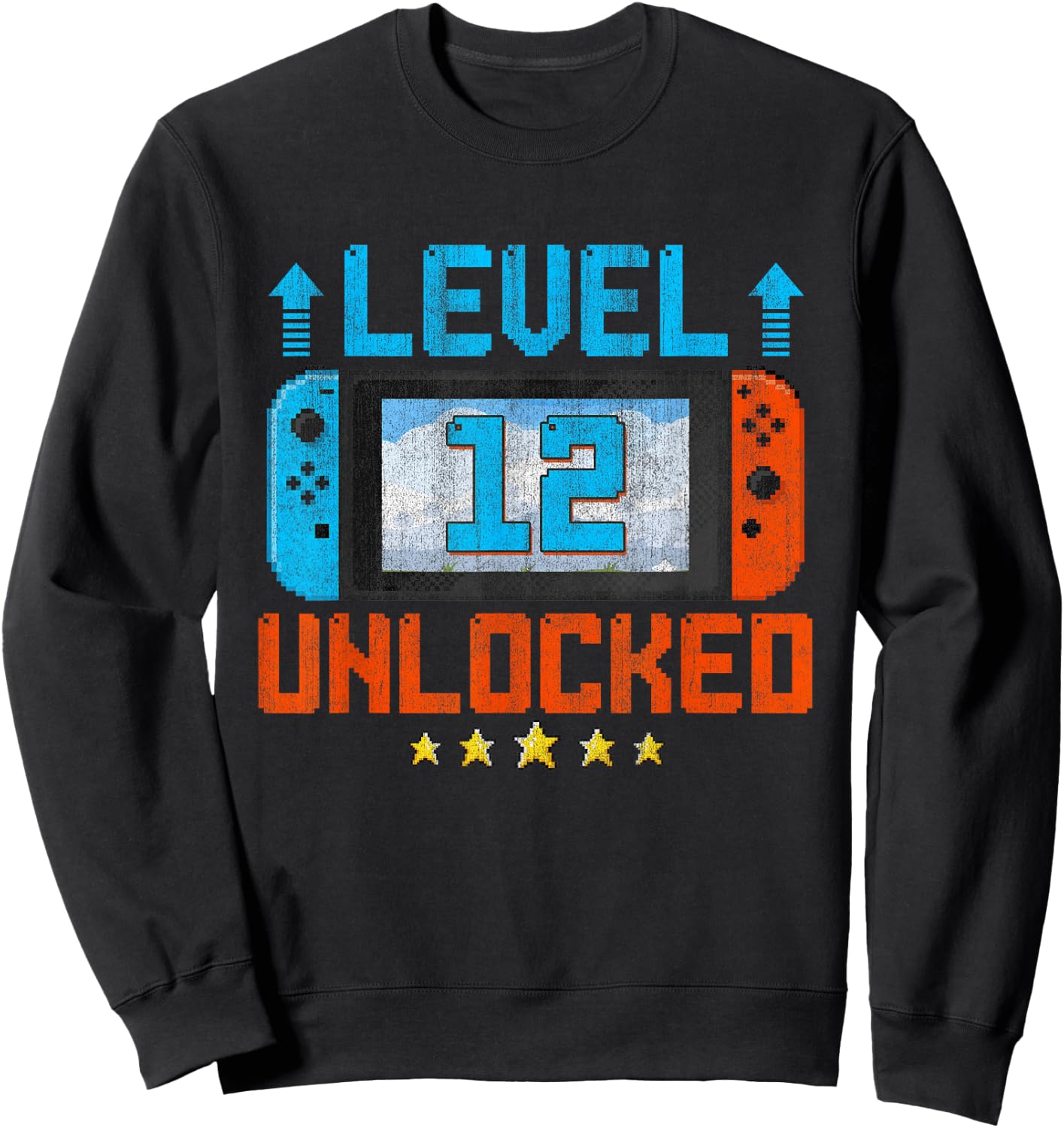 12 Year Old Level 12 Unlocked 12th Birthday Boys Video Gamer Sweatshirt - Sweatshirt | Black
