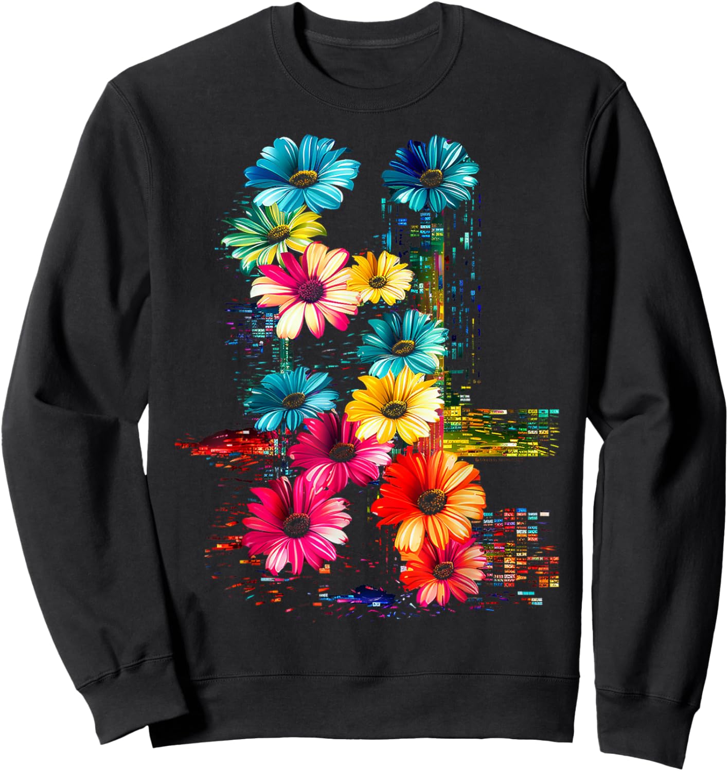 Blume, bunt, Kunstwerk, Naturkunst, Grafik, Blume Sweatshirt - Sweatshirt | Black