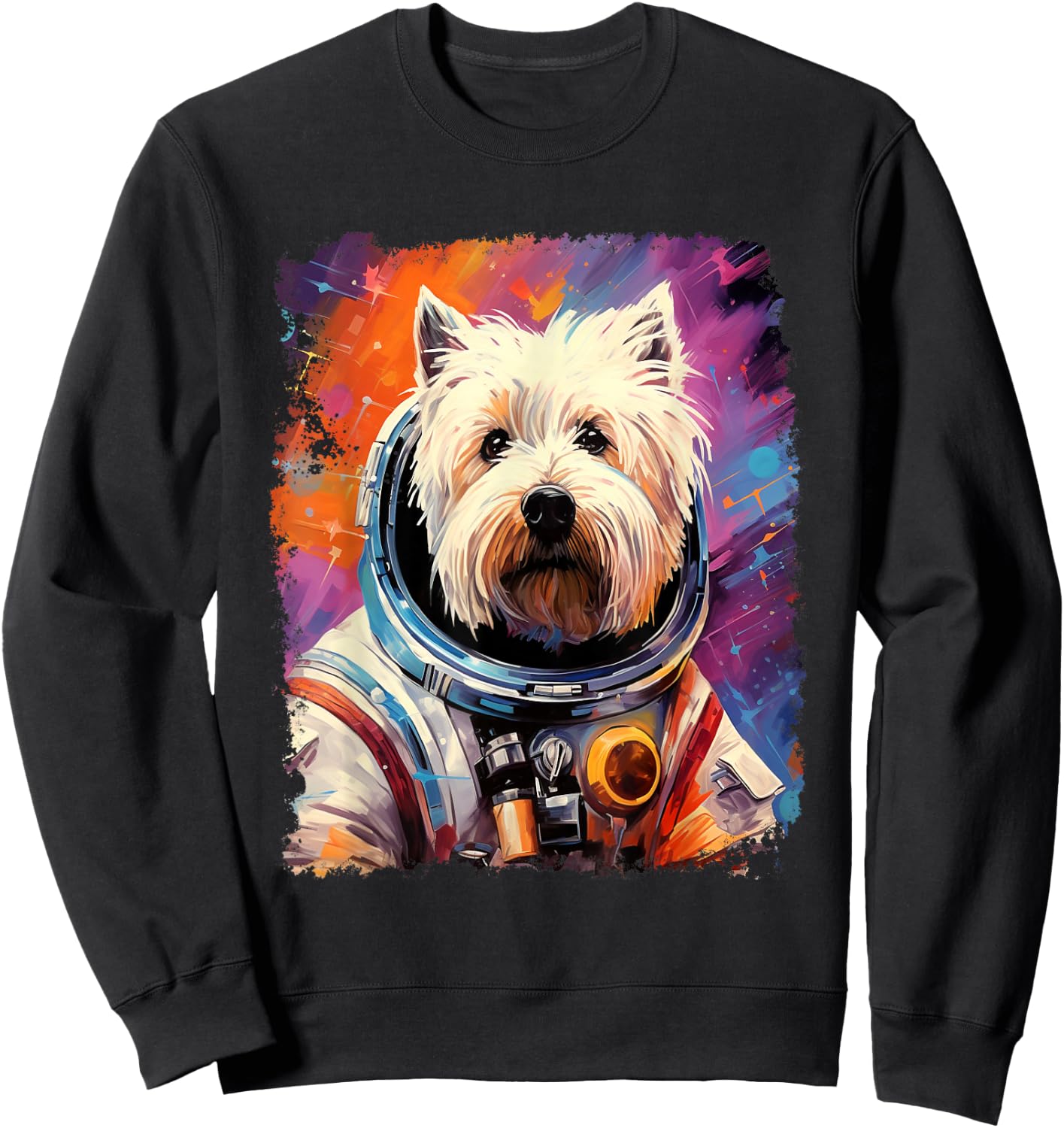 Westie Dog West Highland White Terrier Space Sweatshirt - Sweatshirt | Black