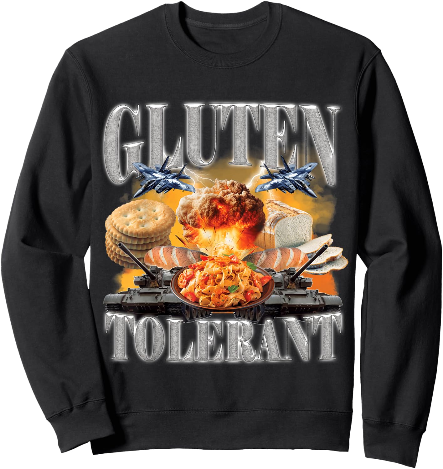 Gluten Tolerant Funny Sarcastic Gluten Tolerance Meme Humor Sweatshirt - Sweatshirt | Black