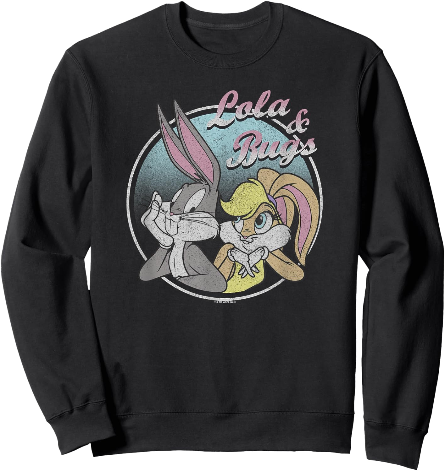 Looney Tunes Lola & Bugs Circle Portrait Pastel Sweatshirt - Sweatshirt | Black