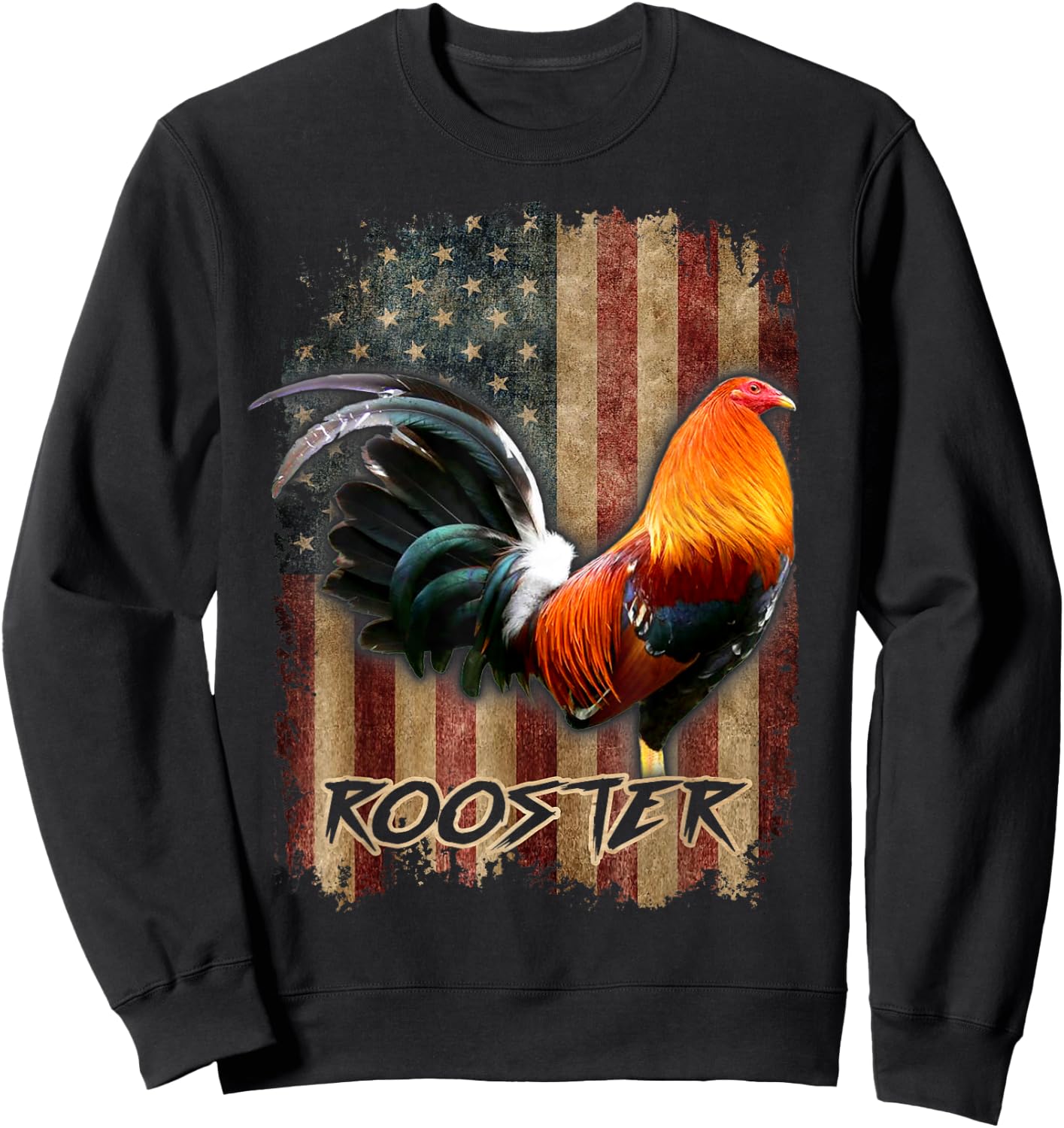 Rooster Shirt Cock Fight US Flag Sweatshirt - Sweatshirt | Black