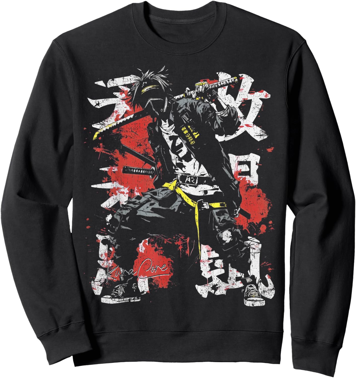 Japan Streetwear Cyberpunk Y2K Techwear Retro Manga Anime Sweatshirt - Sweatshirt | Black