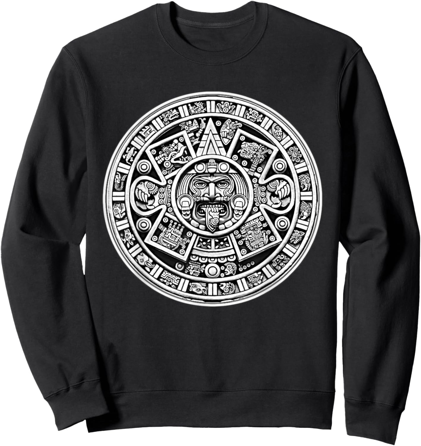 Mayan Blackwork Mayan Calendar , Black, S Sweatshirt - Sweatshirt | Black