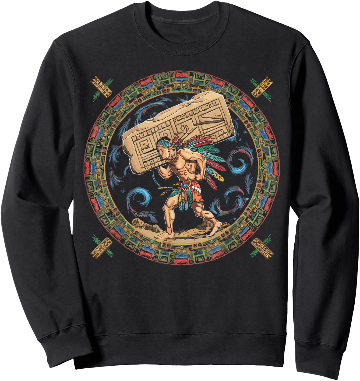 Aztec Calendar Mayan Indigenous Mexican Aztec Jaguar Sweatshirt - Sweatshirt | Black
