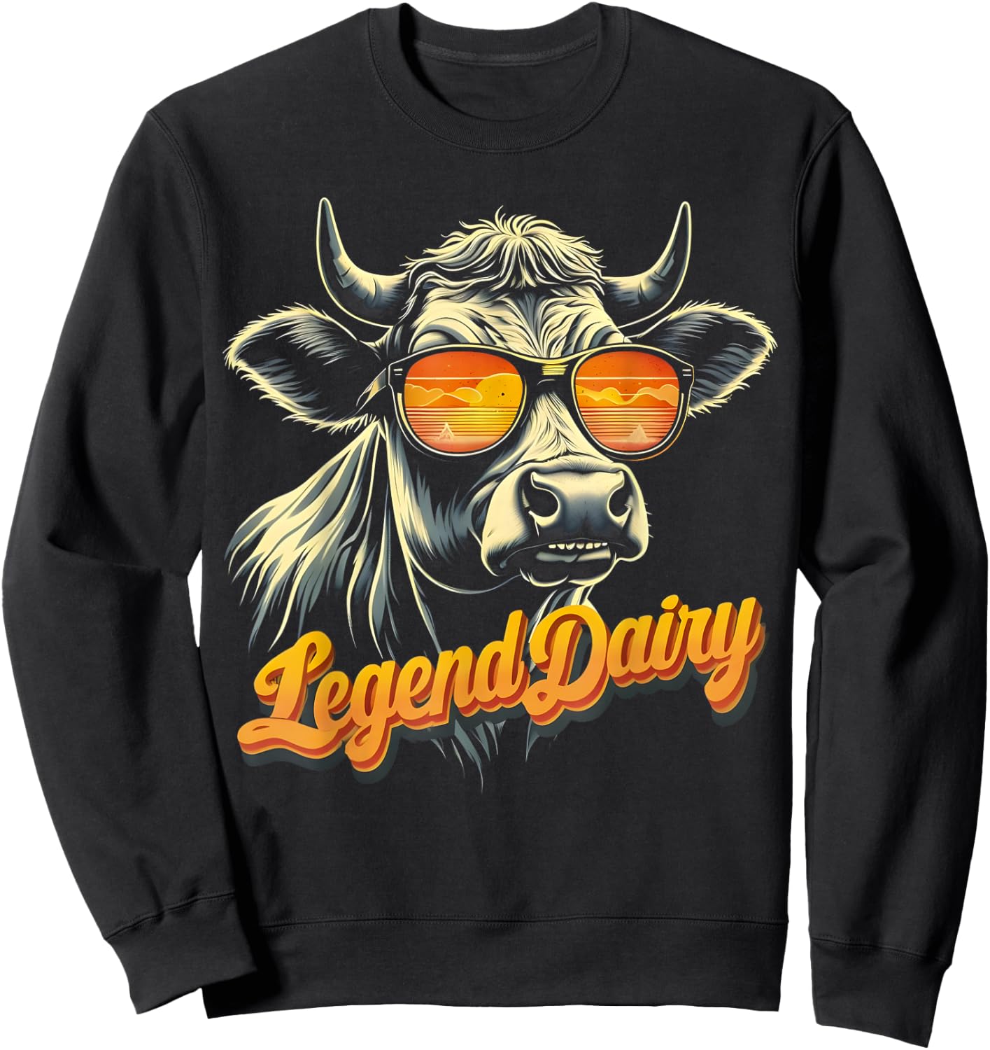 Legend Dairy Funny Farmer Cow Pun Graphic Sweatshirt - Sweatshirt | Black
