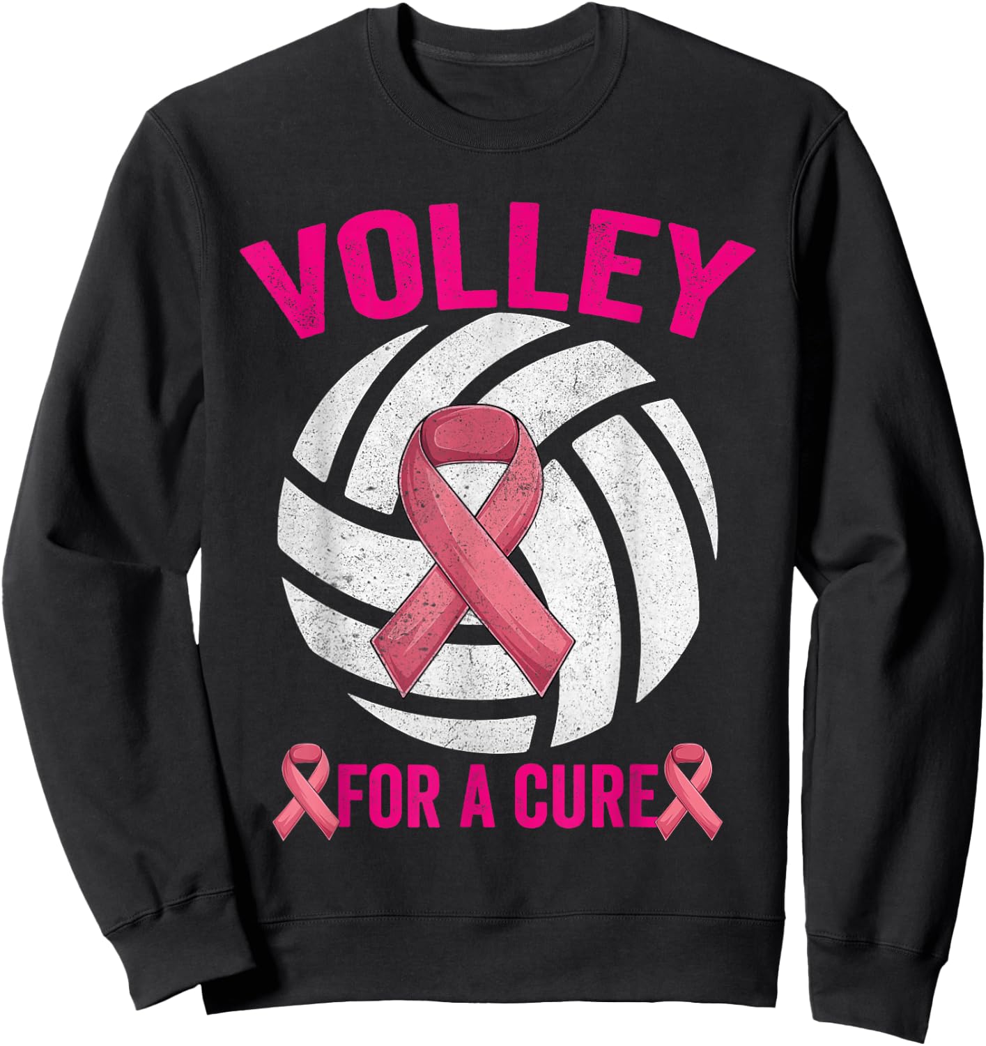 Volley For A Cure Volleyball Breast Cancer Awareness Sweatshirt - Sweatshirt | Black