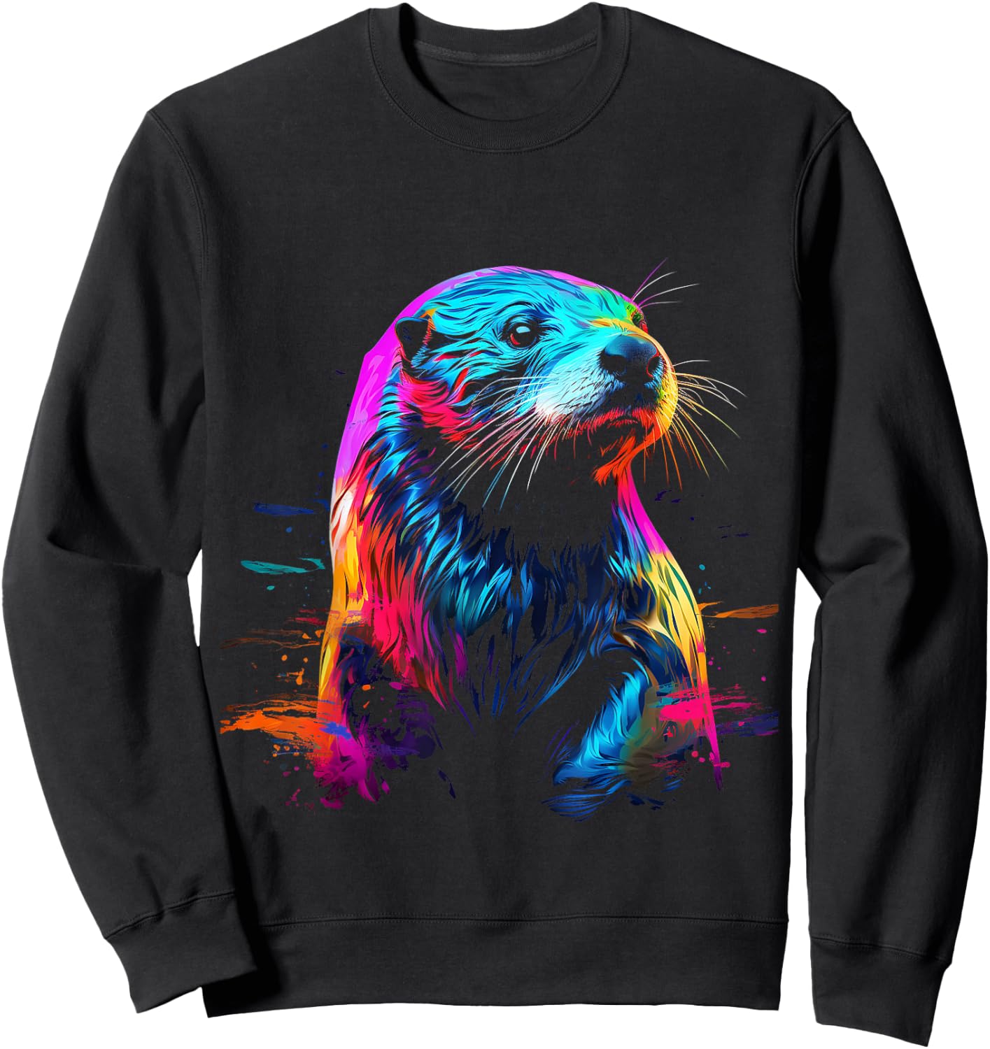 Otter Wildlife Colorful Design Otter Lover Wildlife Otter Sweatshirt - Sweatshirt | Black