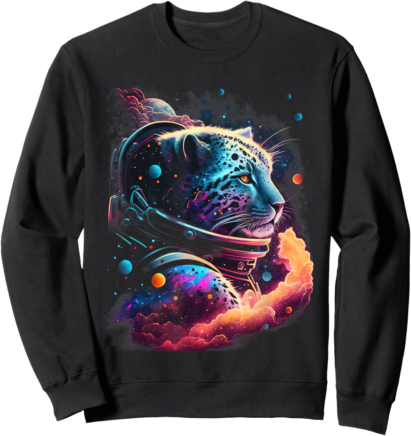 Astronaut Snow Leopard Space Galaxy Sweatshirt - Sweatshirt | Black