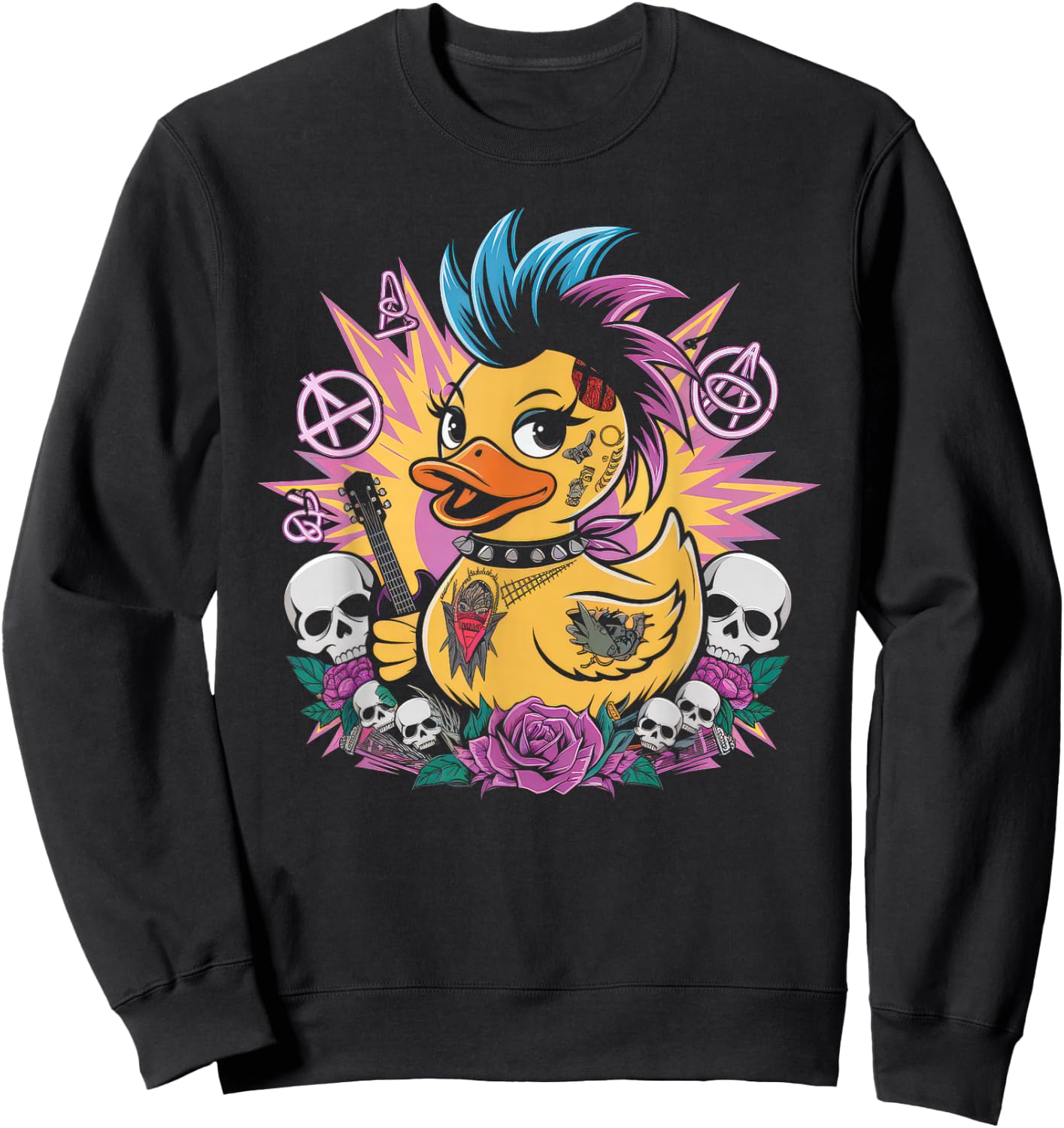 Punk Femmes Masculin Canard Rock Rock Canard Anarchy Sweatshirt - Sweatshirt | Black