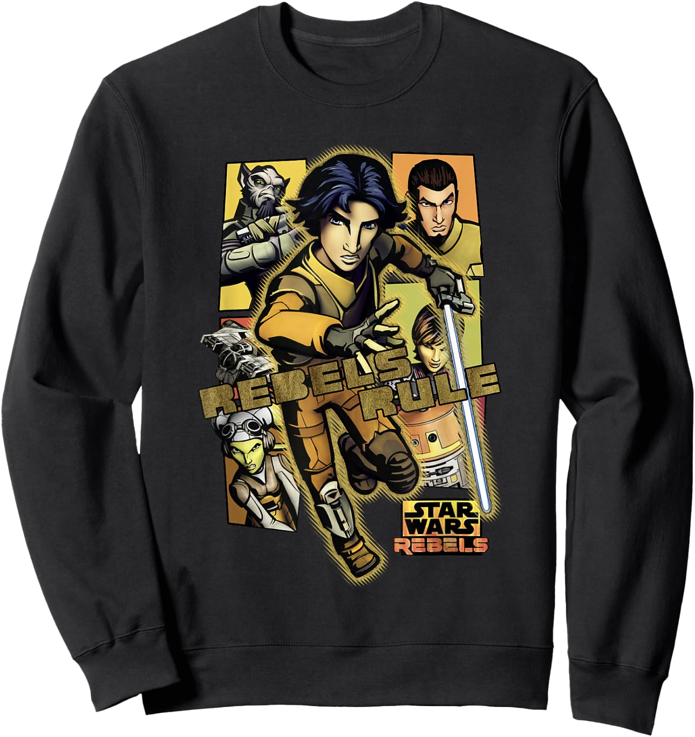 Star Wars Rebels Rule Team Lineup Panels Action Poster Sweatshirt - Sweatshirt | Black