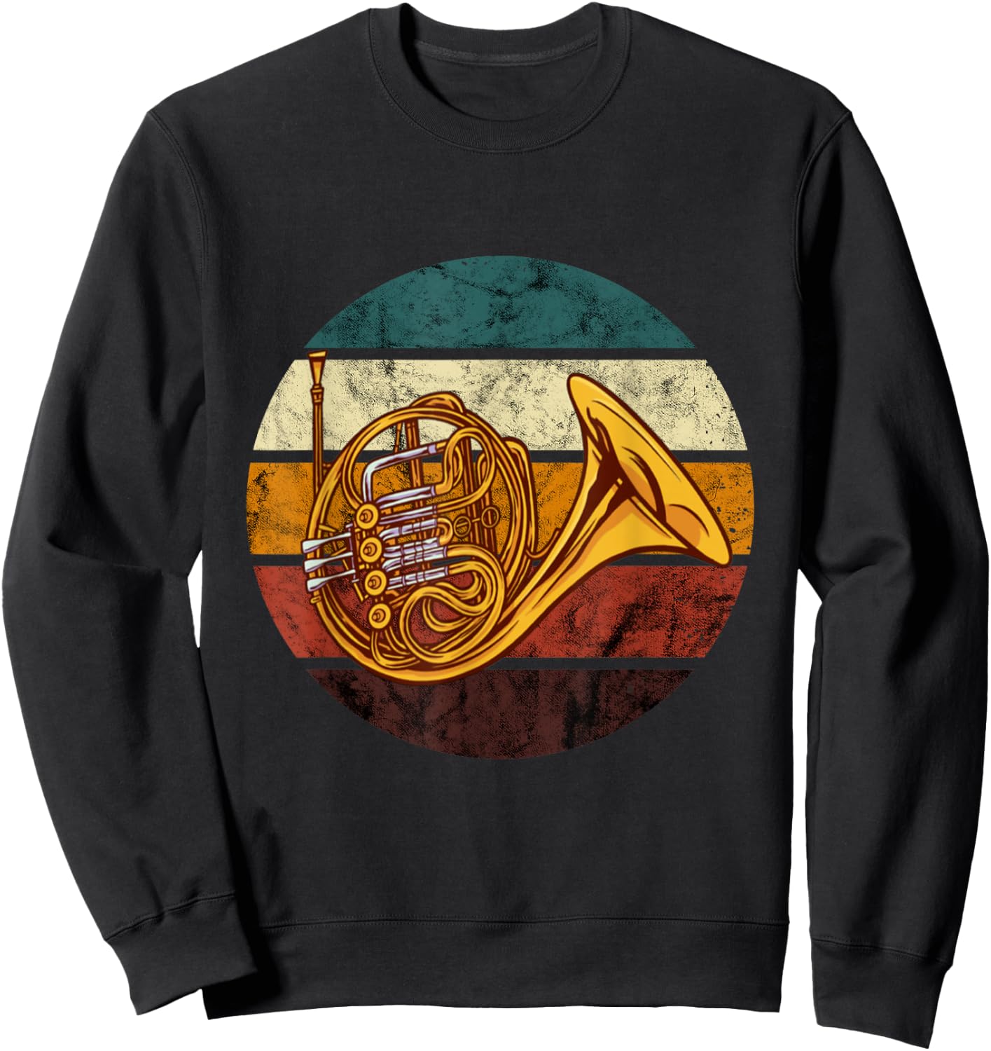 French Horn Player Retro Brass Instrument French Horn Sweatshirt - Sweatshirt | Black