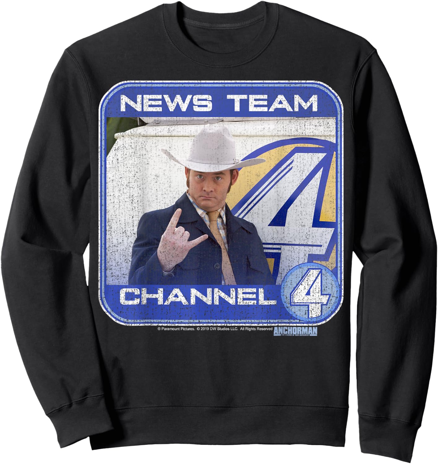 Anchorman Champ Kind Channel Four Portrait Panel Sweatshirt - Sweatshirt | Black