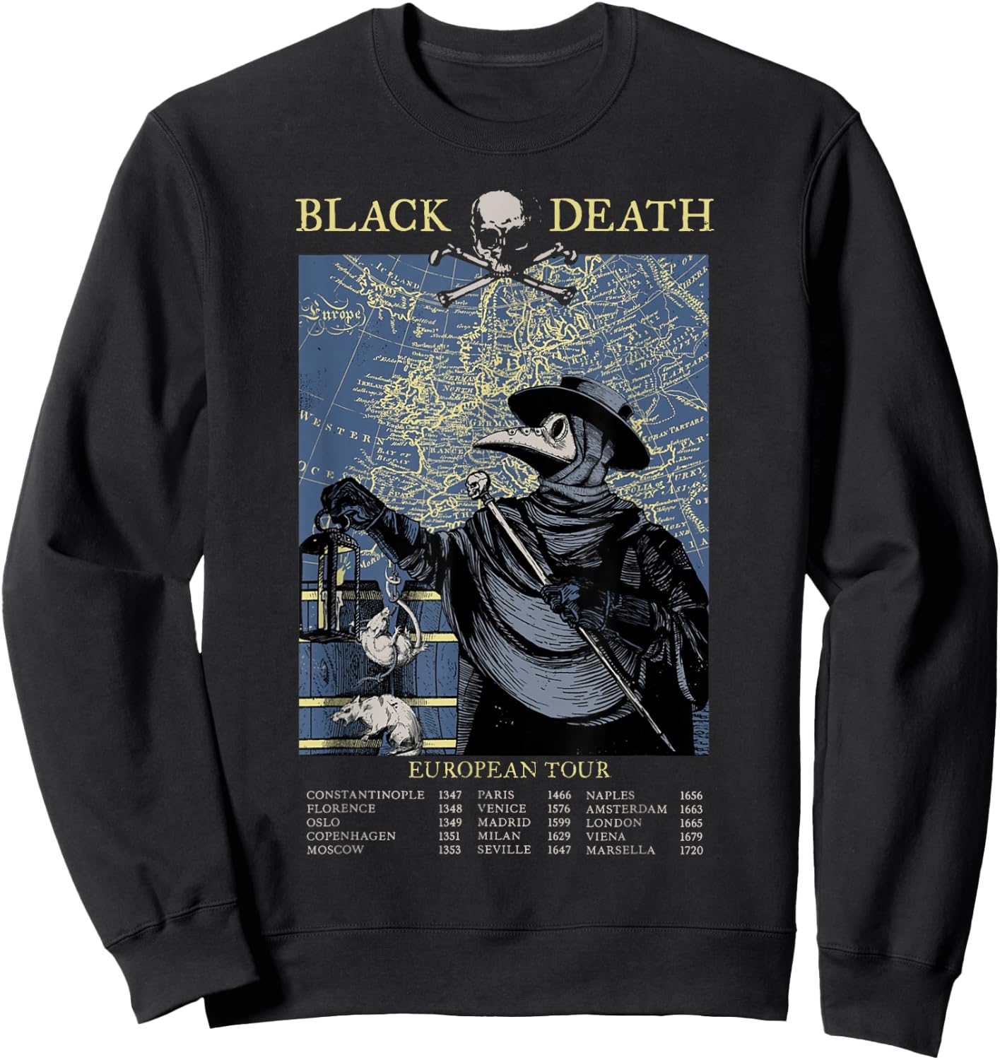 Pest Mask Doctor Plague Black Death European Tour , black Sweatshirt - Sweatshirt | Black