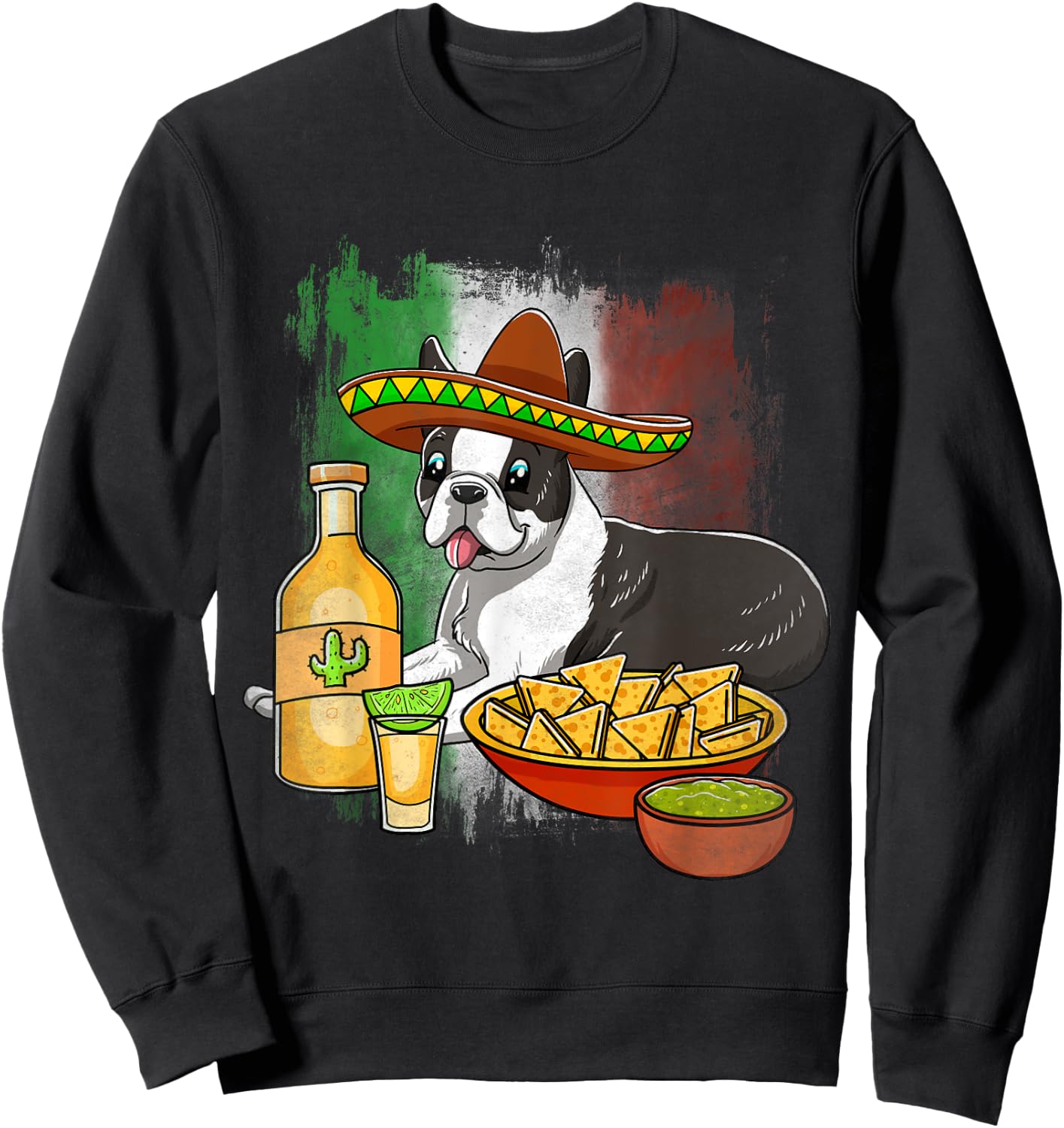 Boston Terrier Cinco De Mayo Mexican Sombrero Taco Dog Nacho Sweatshirt - Sweatshirt | Black