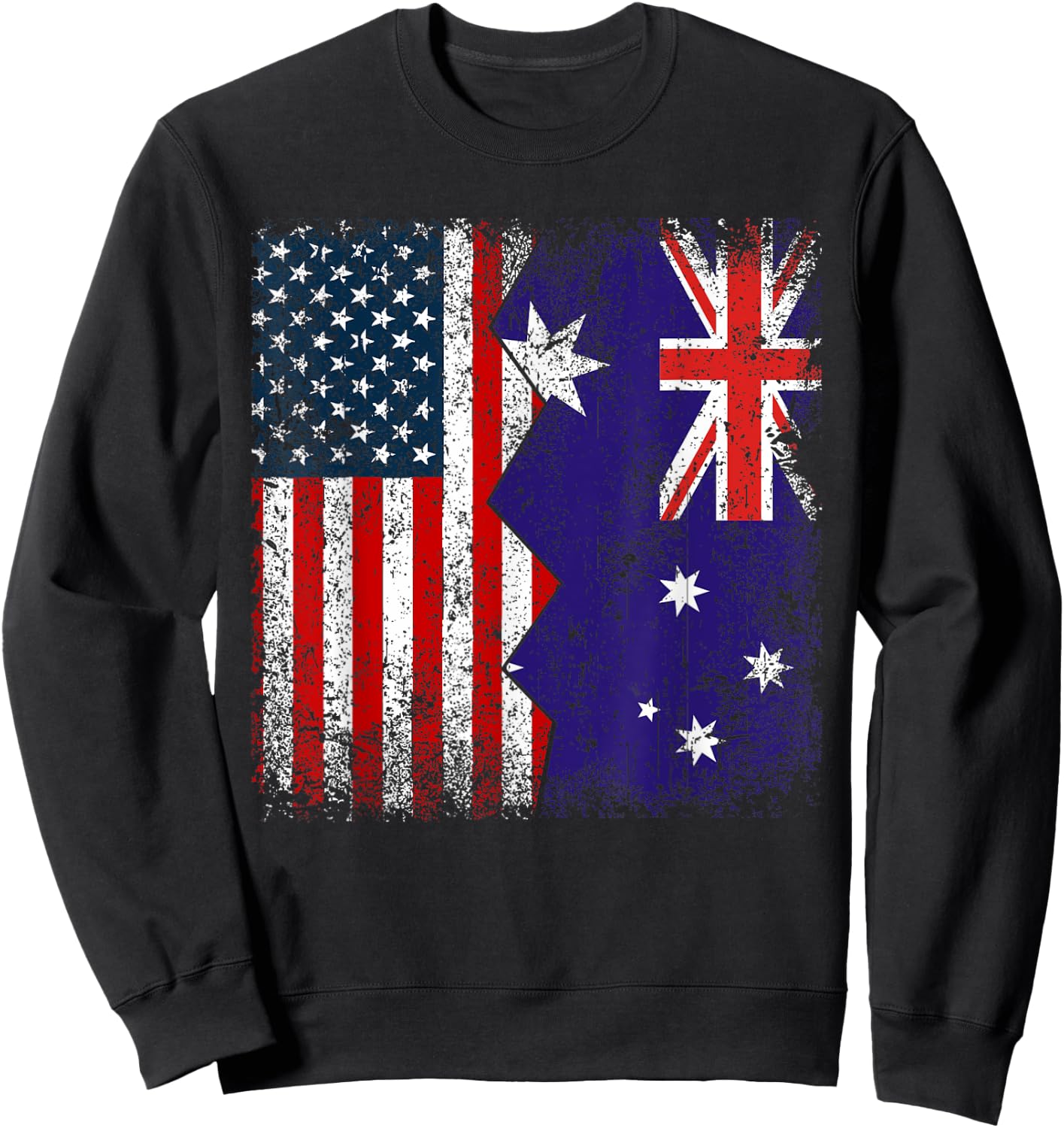 Australian Roots | Half American Flags | America Australia Sweatshirt - Sweatshirt | Black
