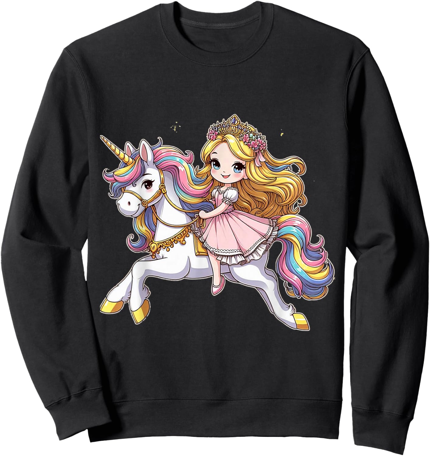 Princess Riding a Unicorn Boys Girls Men Women Children Adult , black, S Sweatshirt - Sweatshirt | Black