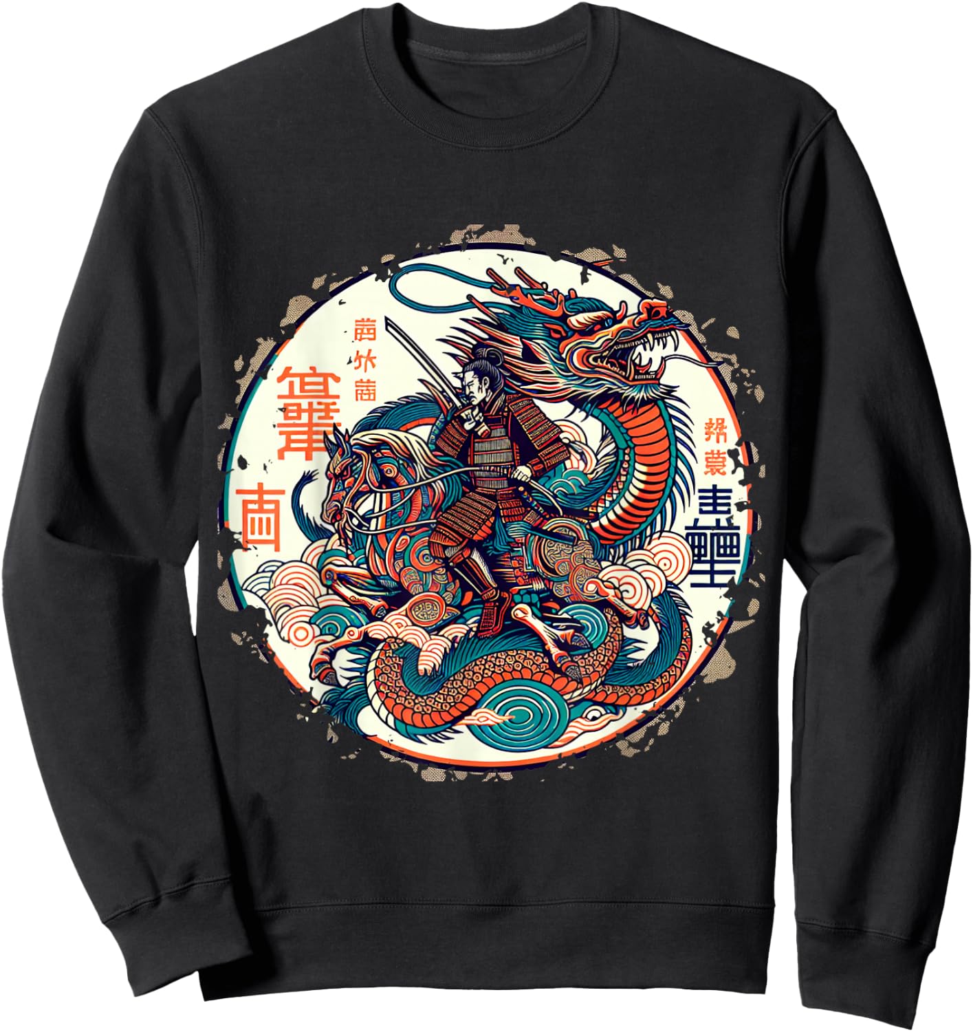 Folklore Dragon Samurai Japanese Anime , black Sweatshirt - Sweatshirt | Black