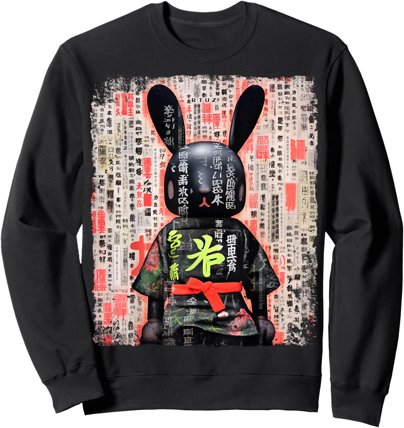 Hip Hop Y2K Vintage Hipster Hare Streetwear Bunny Samurai Sweatshirt - Sweatshirt | Black